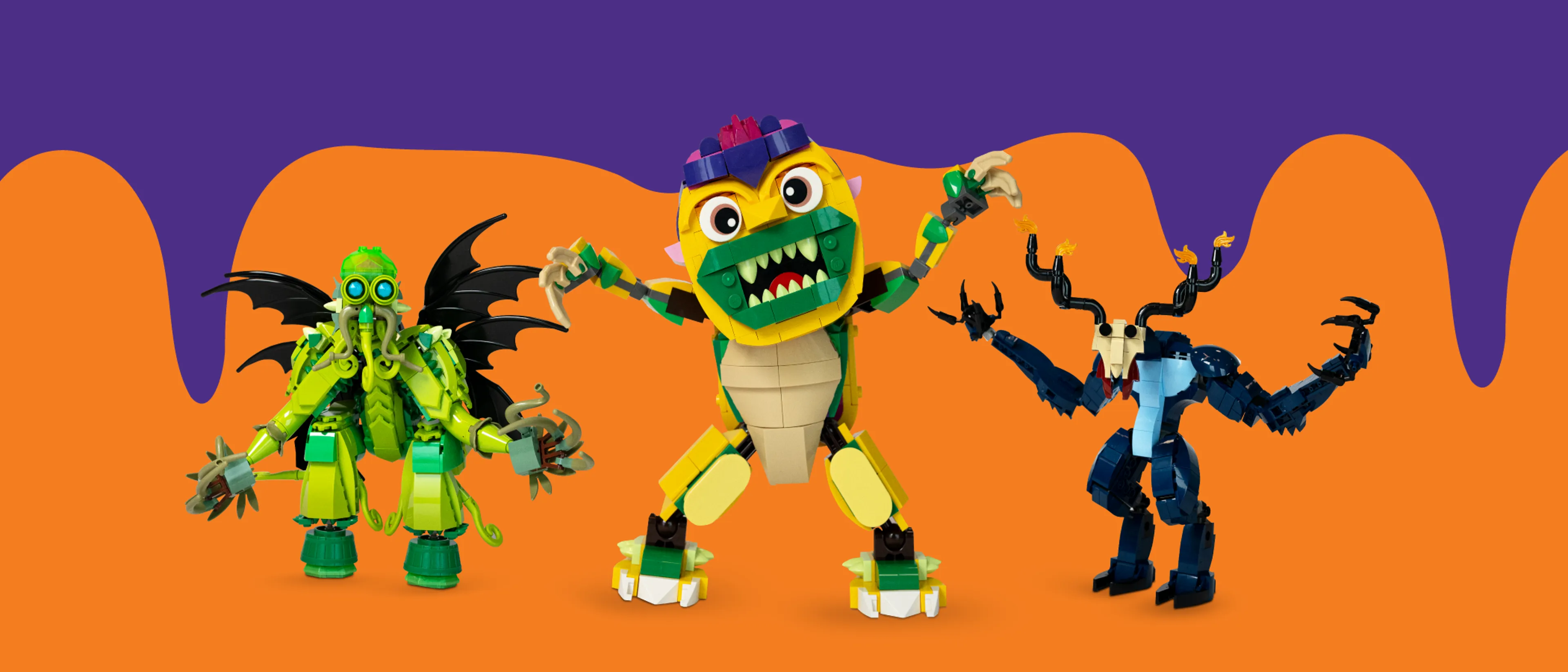A group of LEGO monsters
