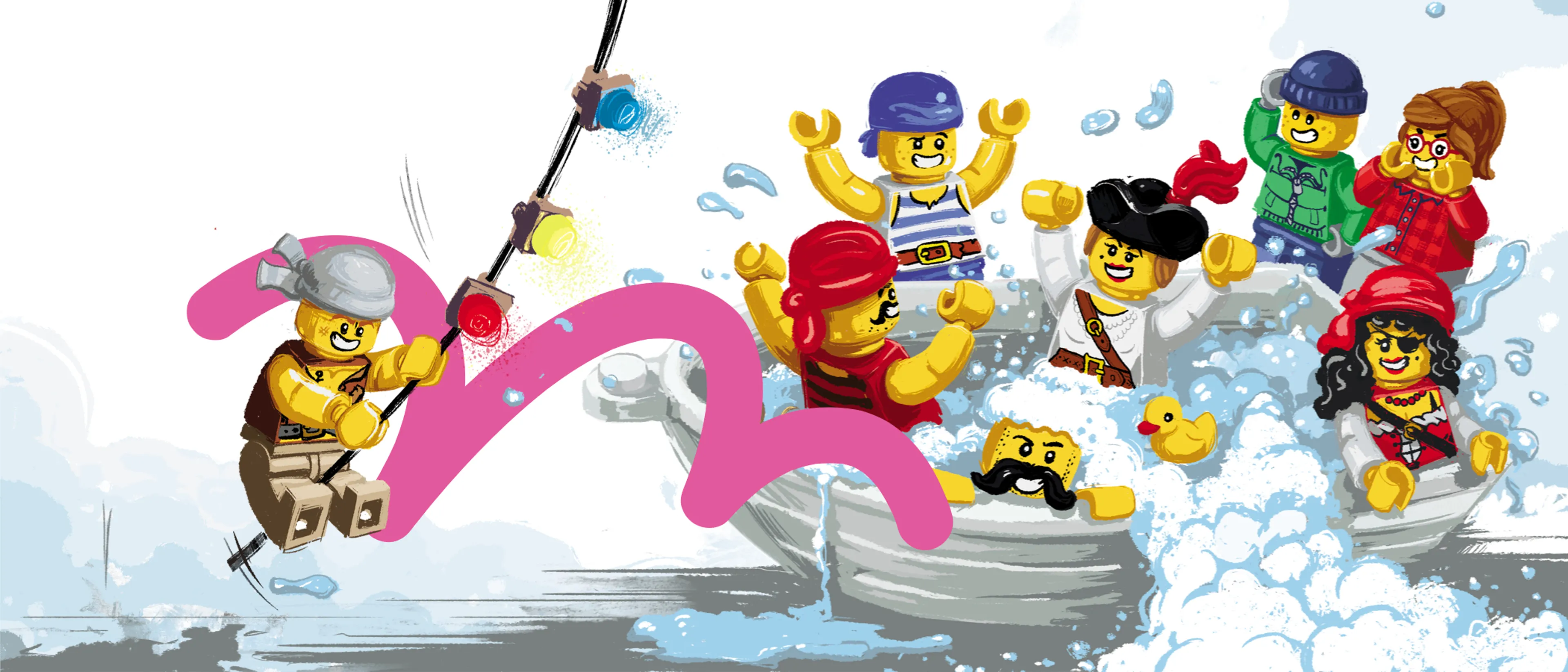 Minifig pirates playing in water