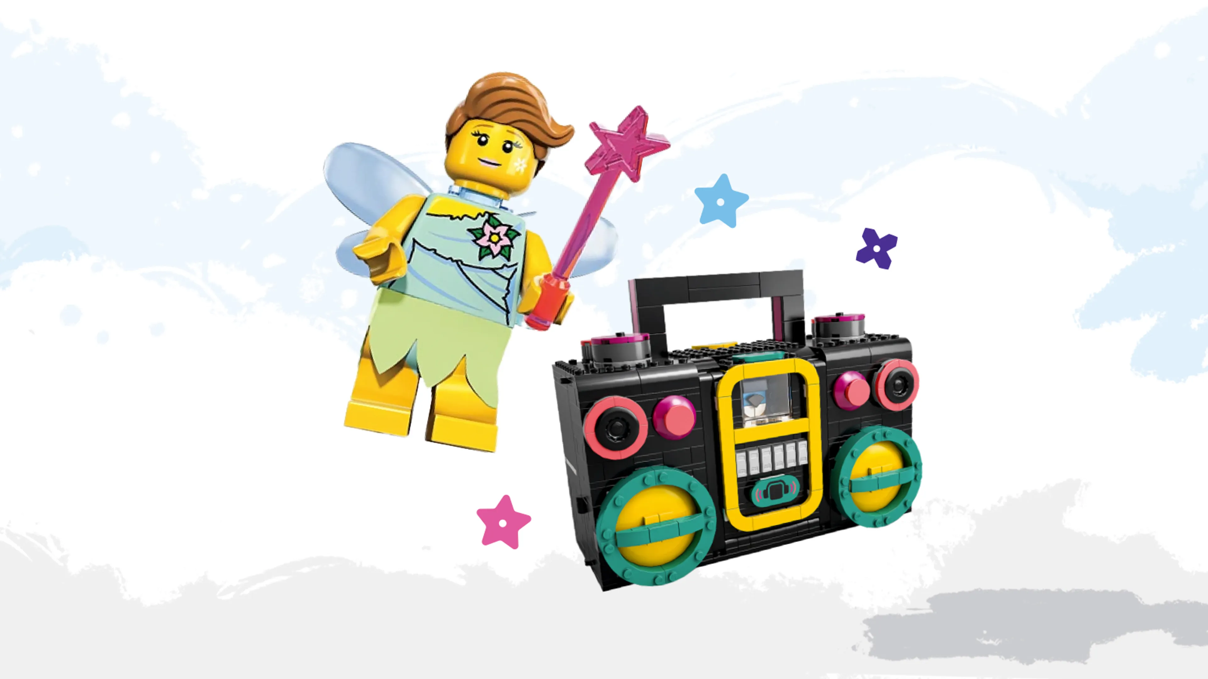 A fairy minifigure and a boombox