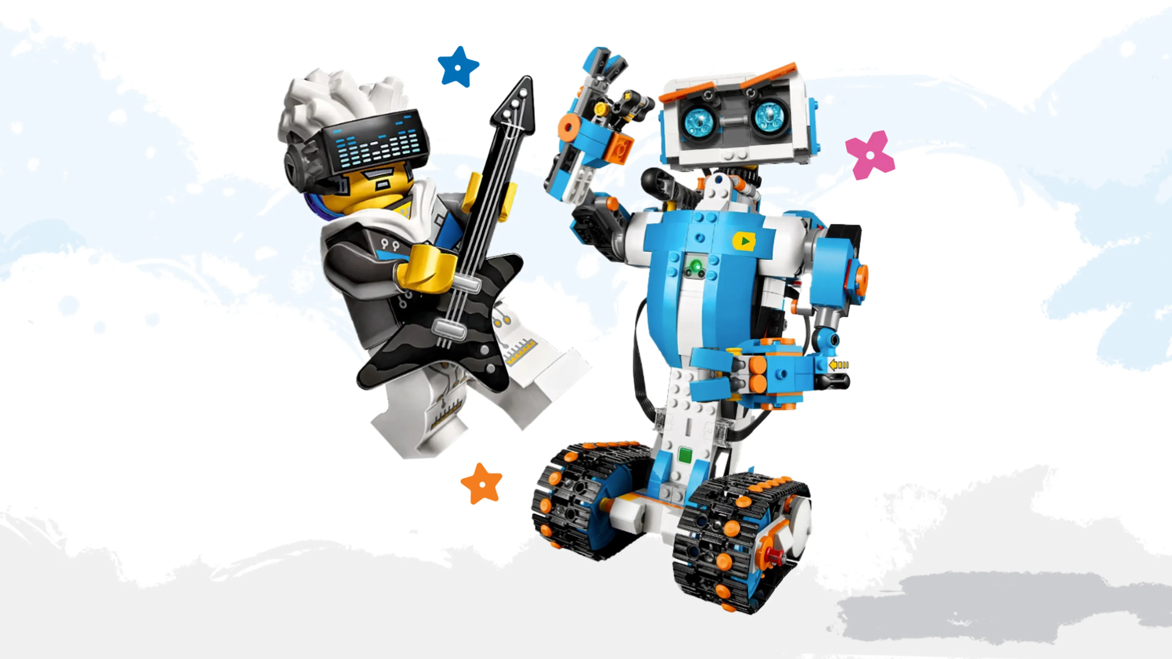 A rock star minifigure and a LEGO robot