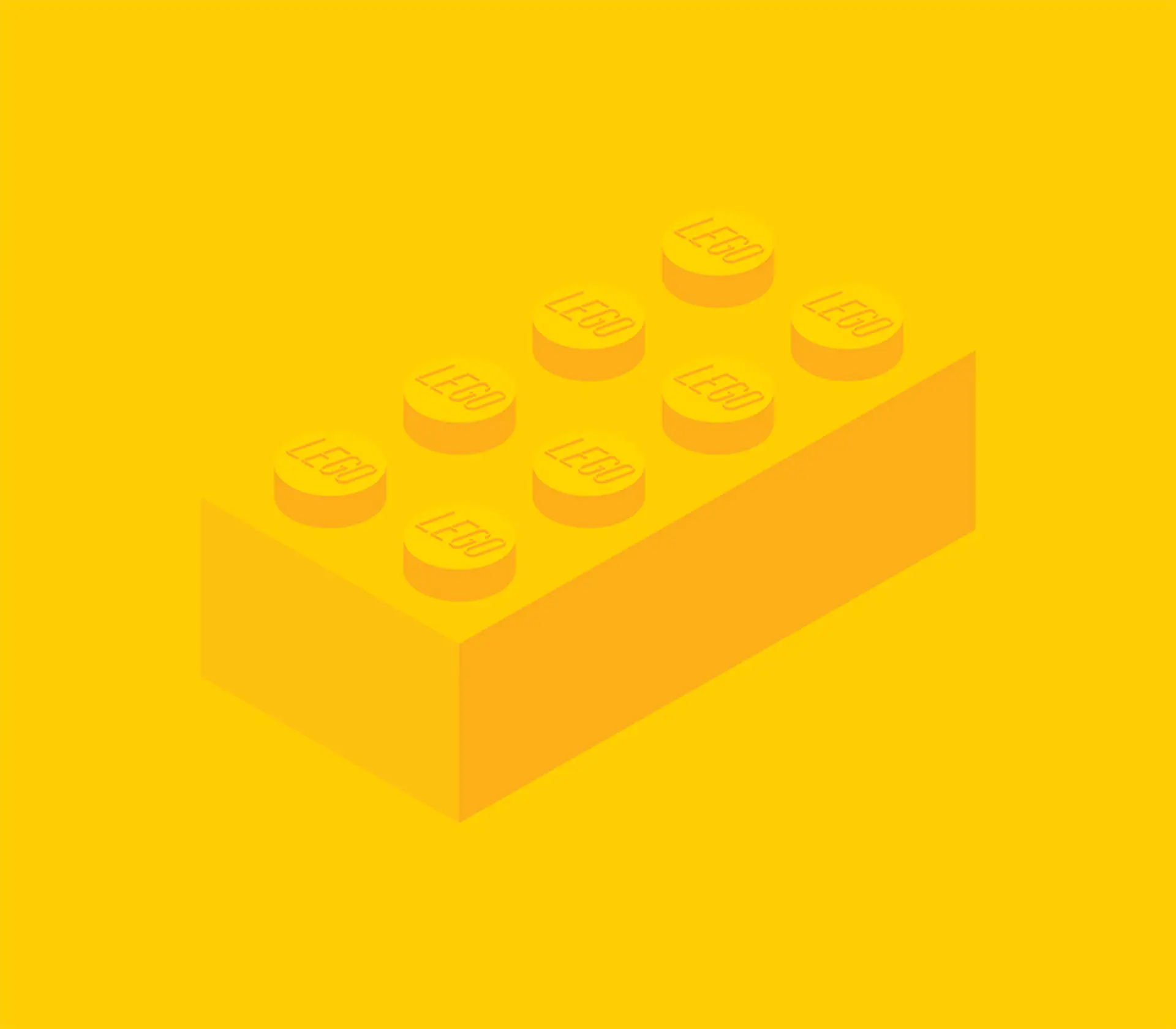 An isometric image of a 2x4 LEGO Brick