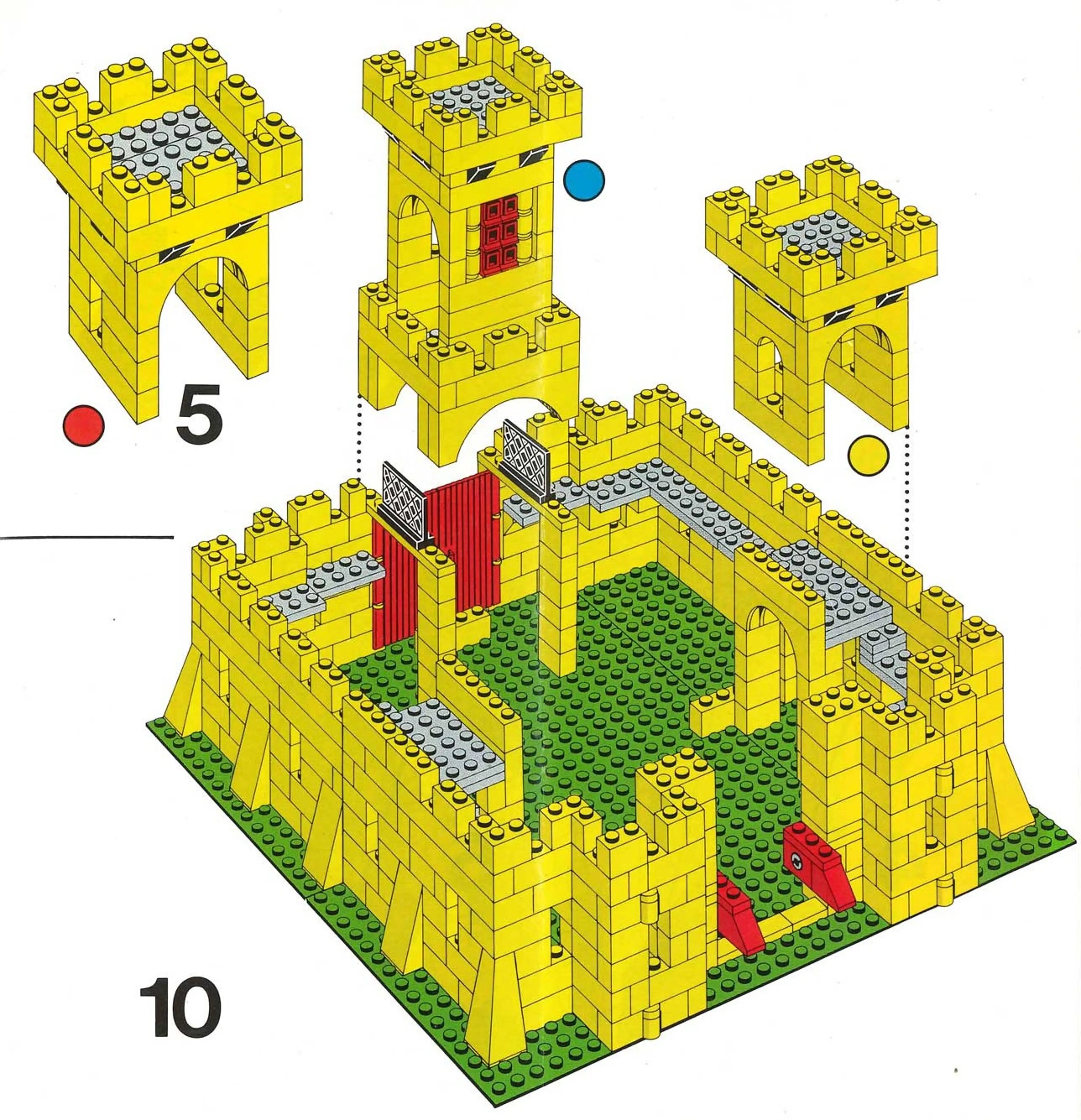 page from building instruction of yellow castle