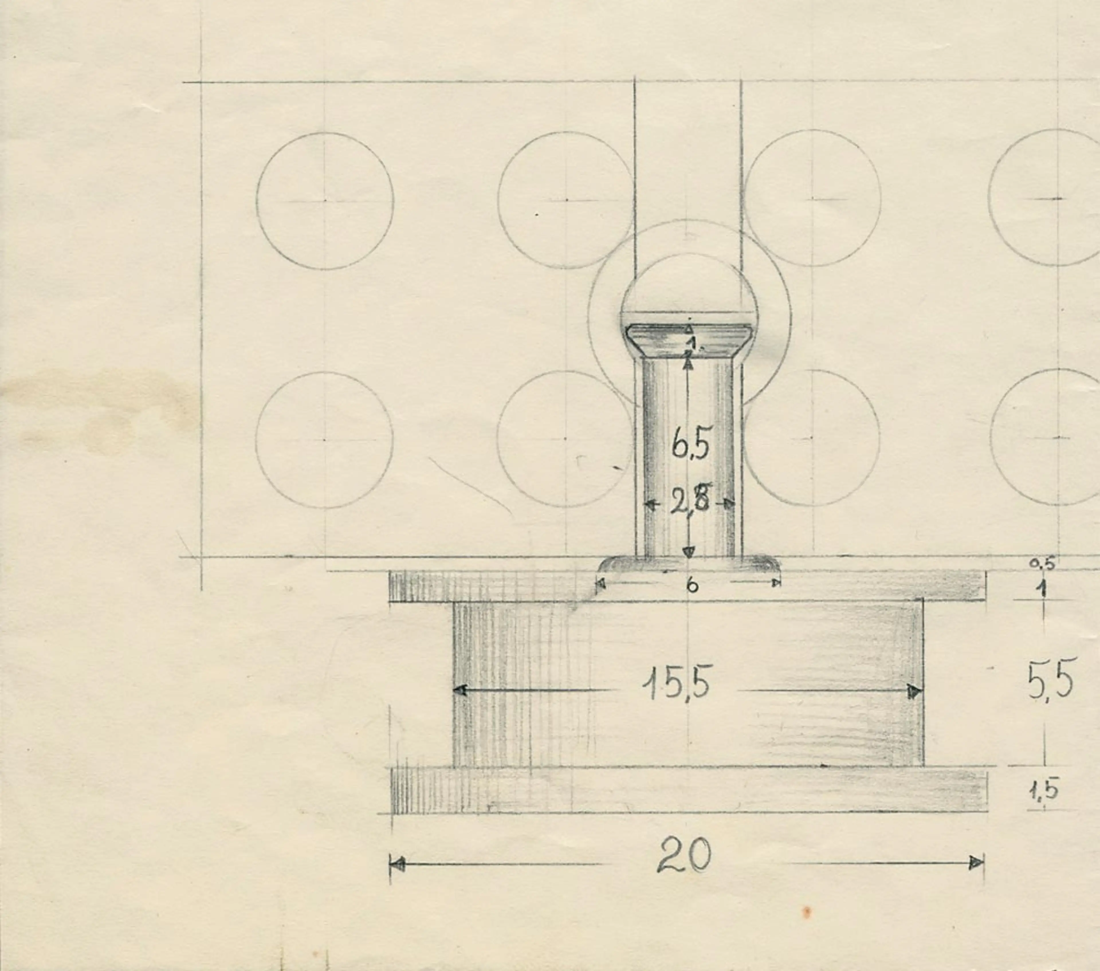drawing of the LEGO wheel made by Knud Møller
