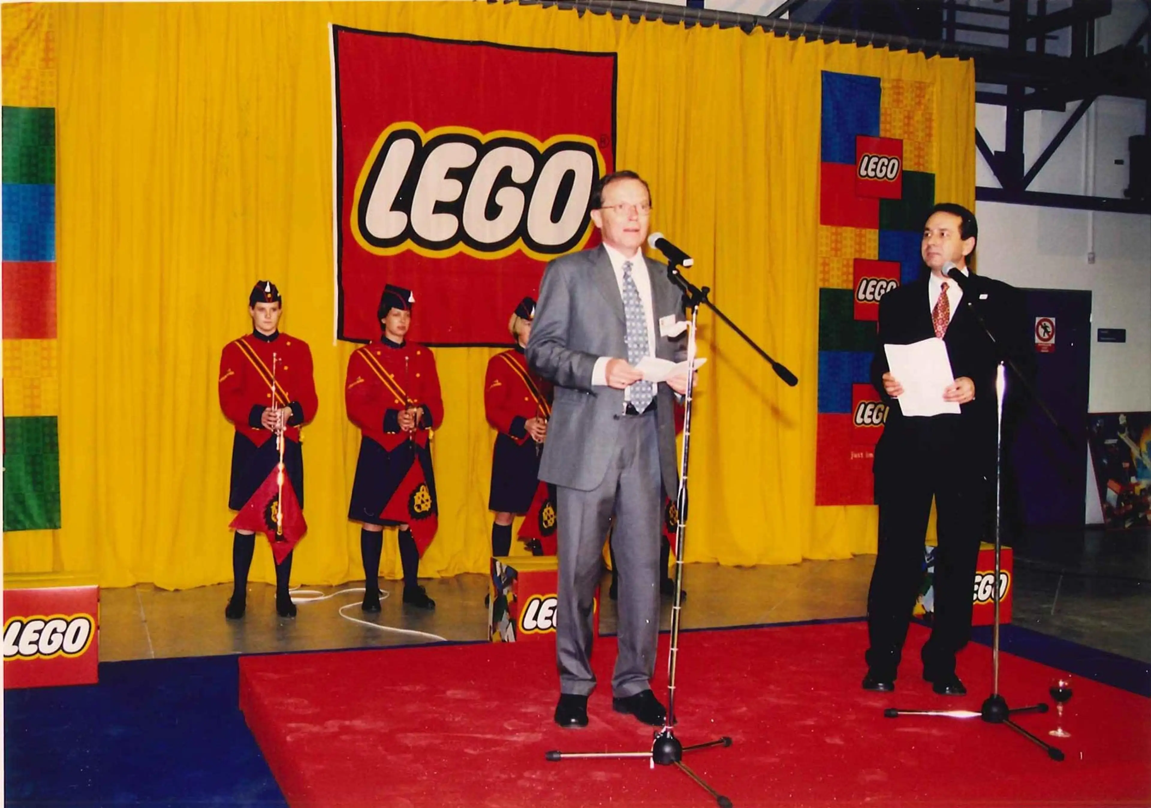 Third generation LEGO owner Kjeld Kirk Kristiansen holding a speech
