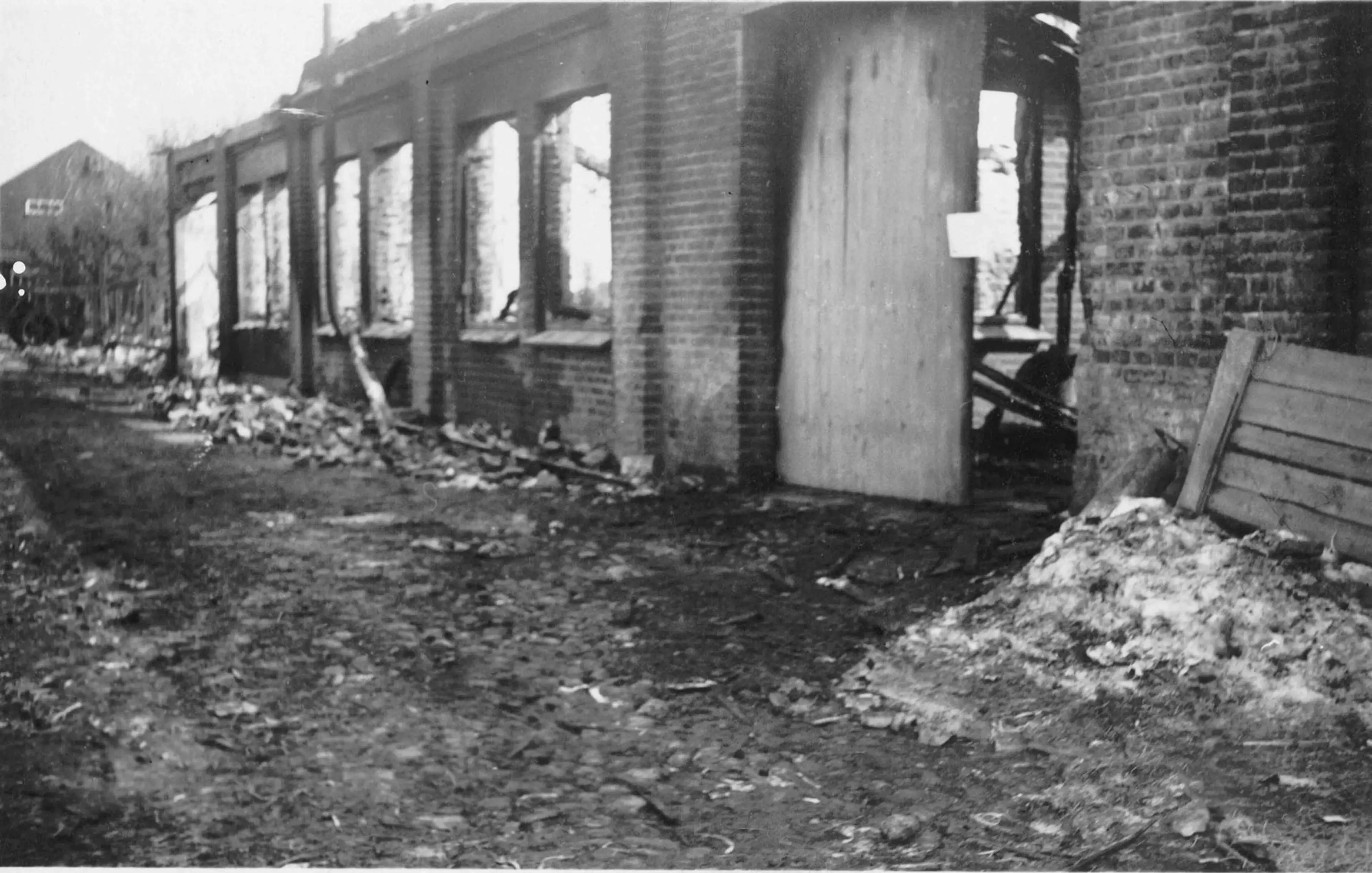 The wooden workshop destroyed by fire