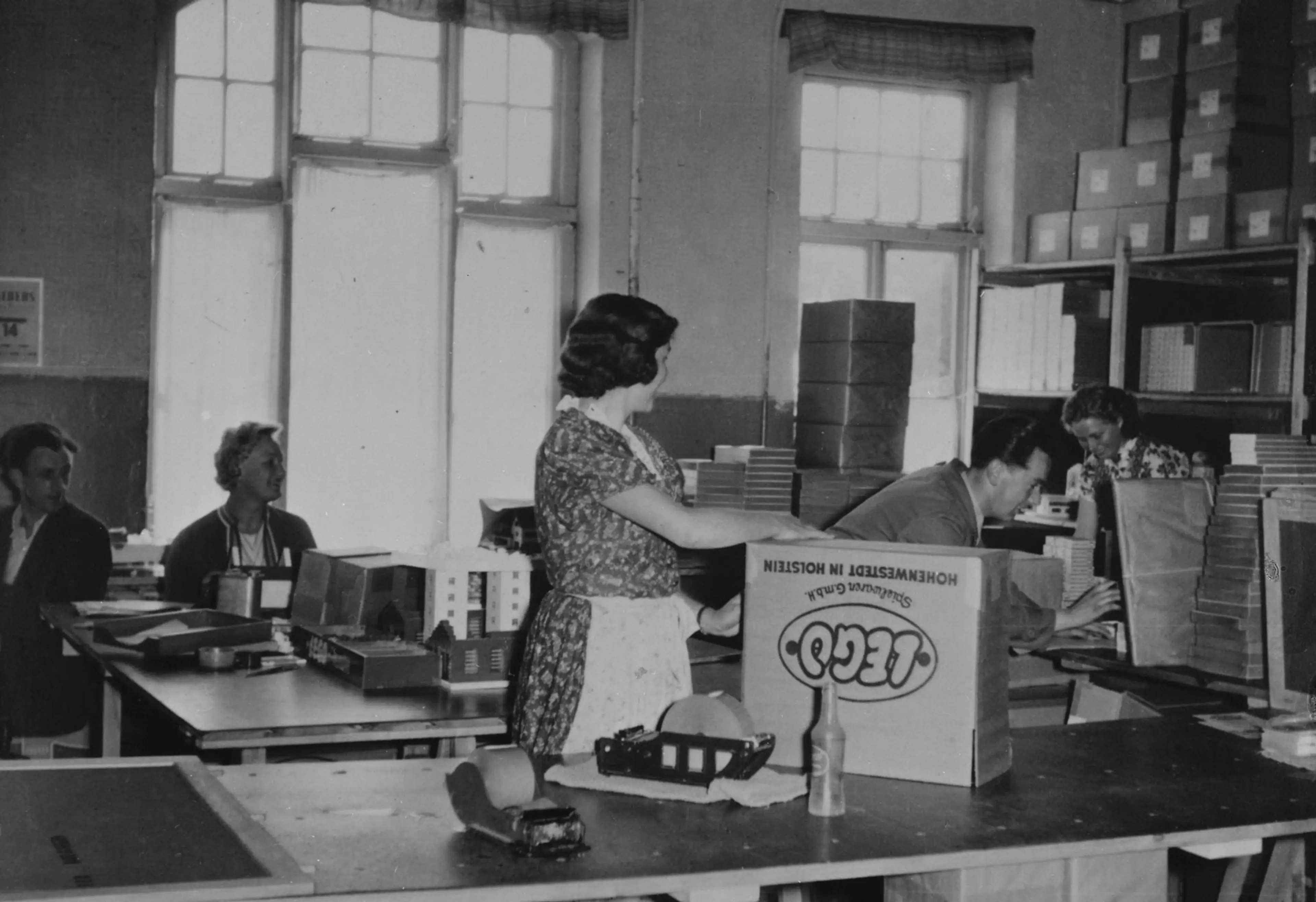 LEGO employees packing products, 1958