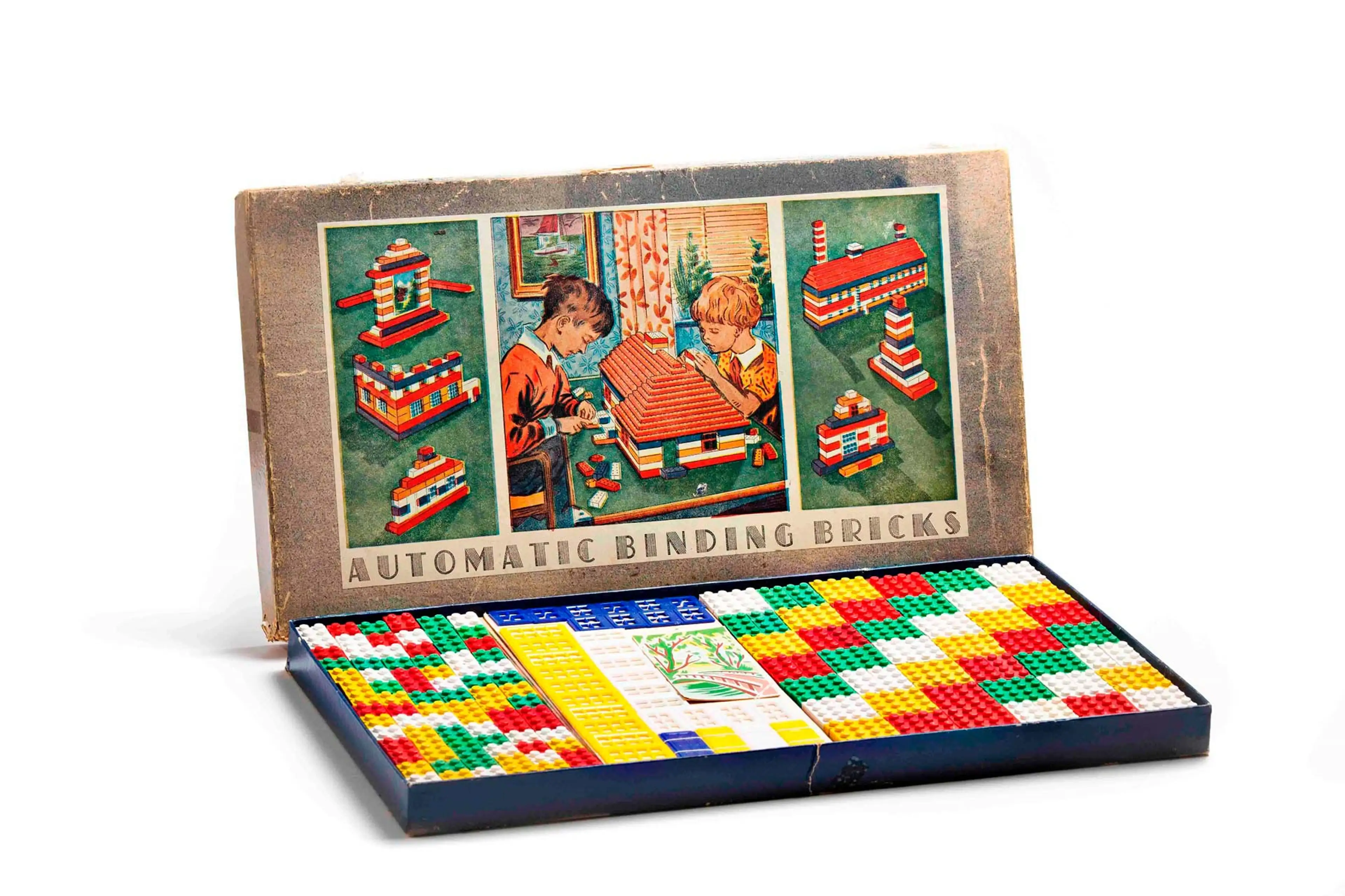 A box of Automatic Binding Bricks