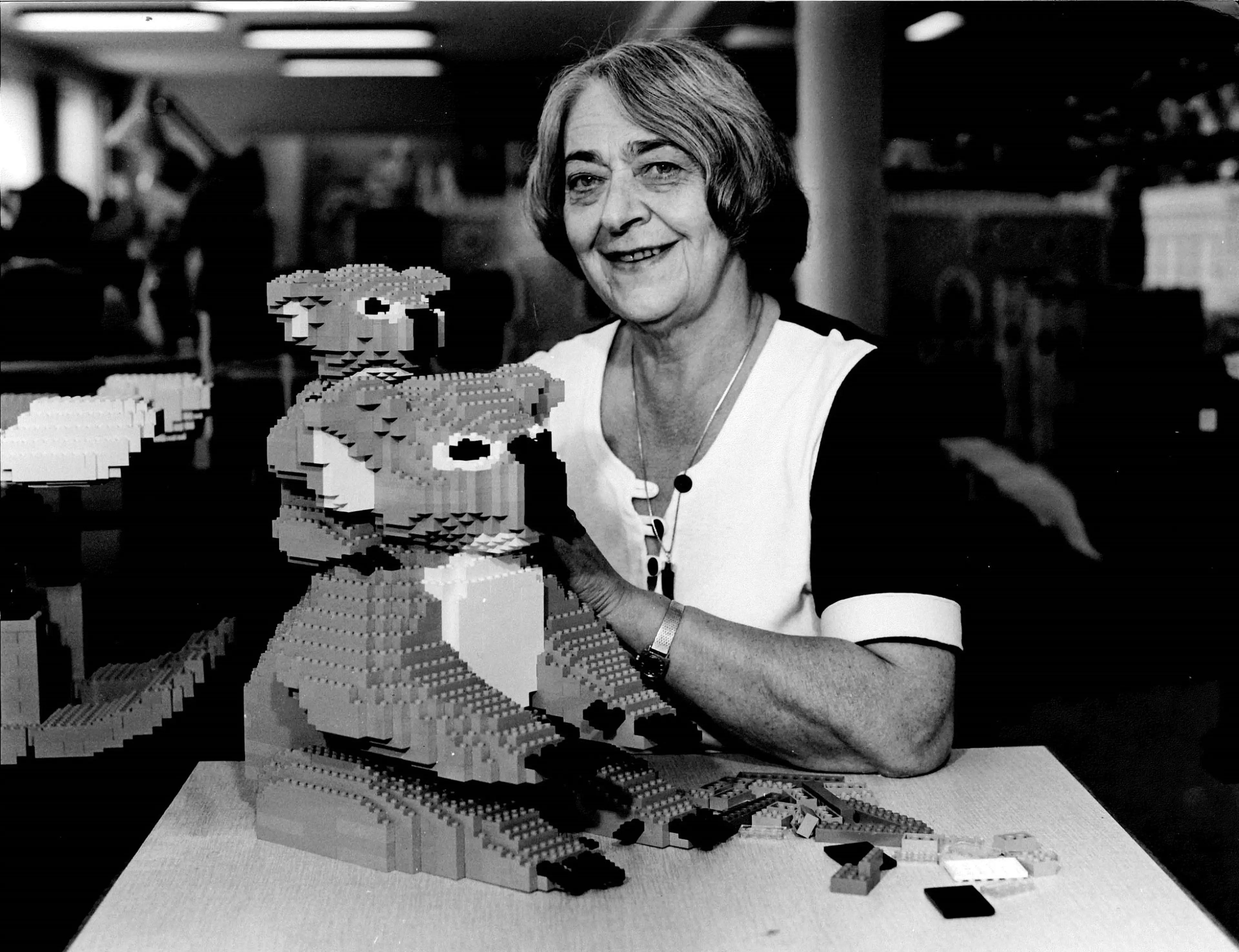 Model builder Dagny Holm posing with one of her creations