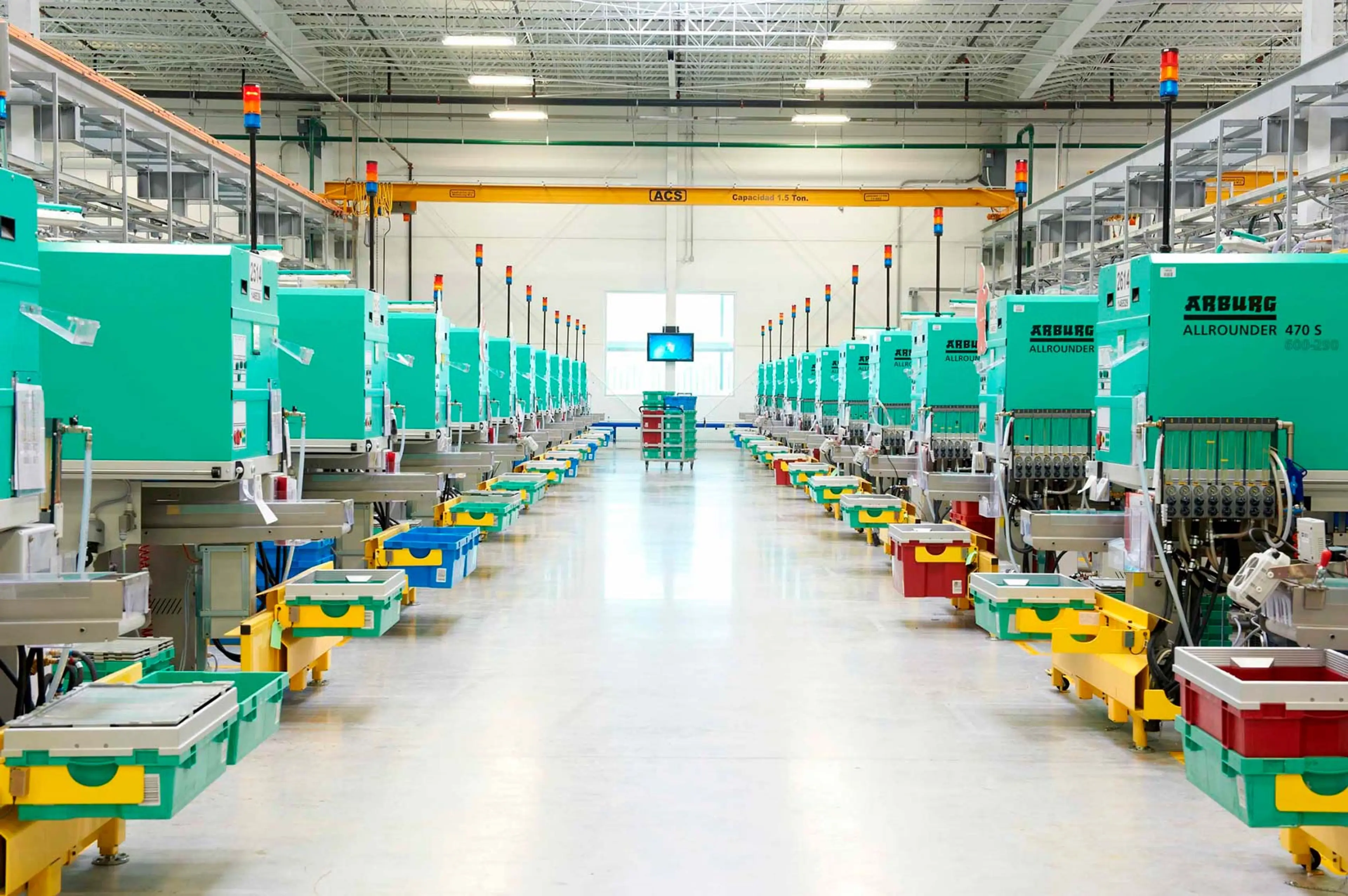 rows of moulding machines