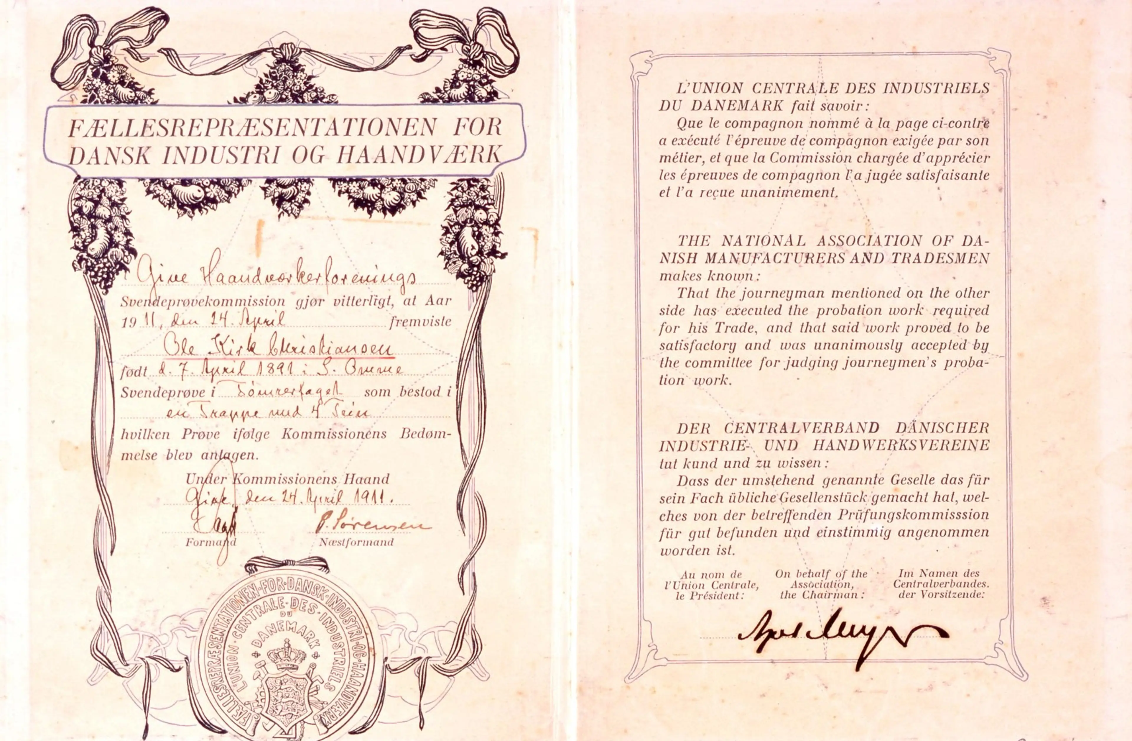 Journeyman's certificate