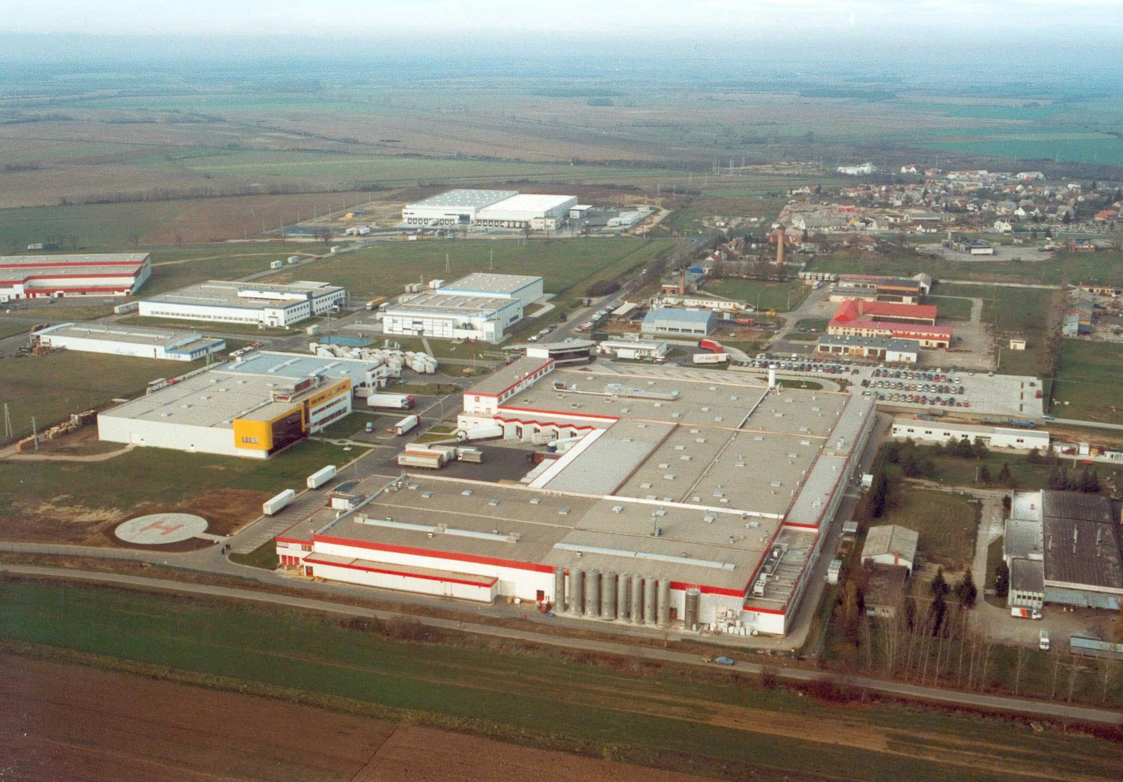 Aerial view of Flextronics factory in Hungary