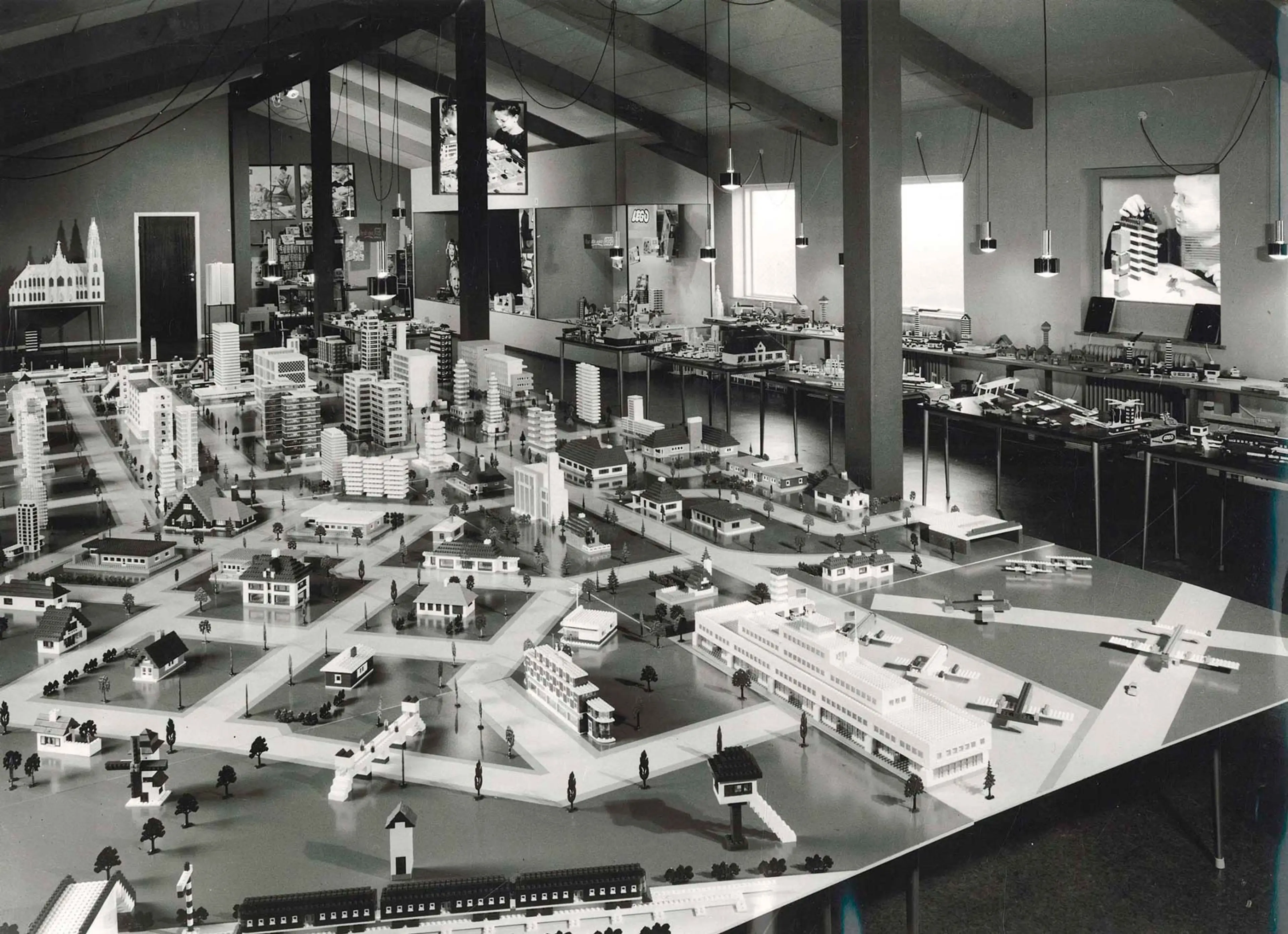 inside a LEGO showroom in the 1960s