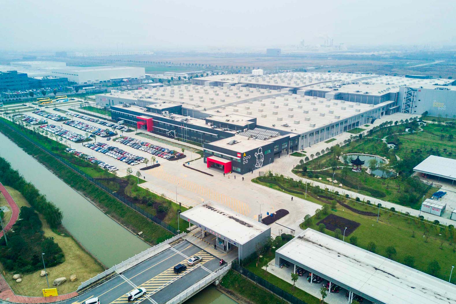 Aerial view of factory