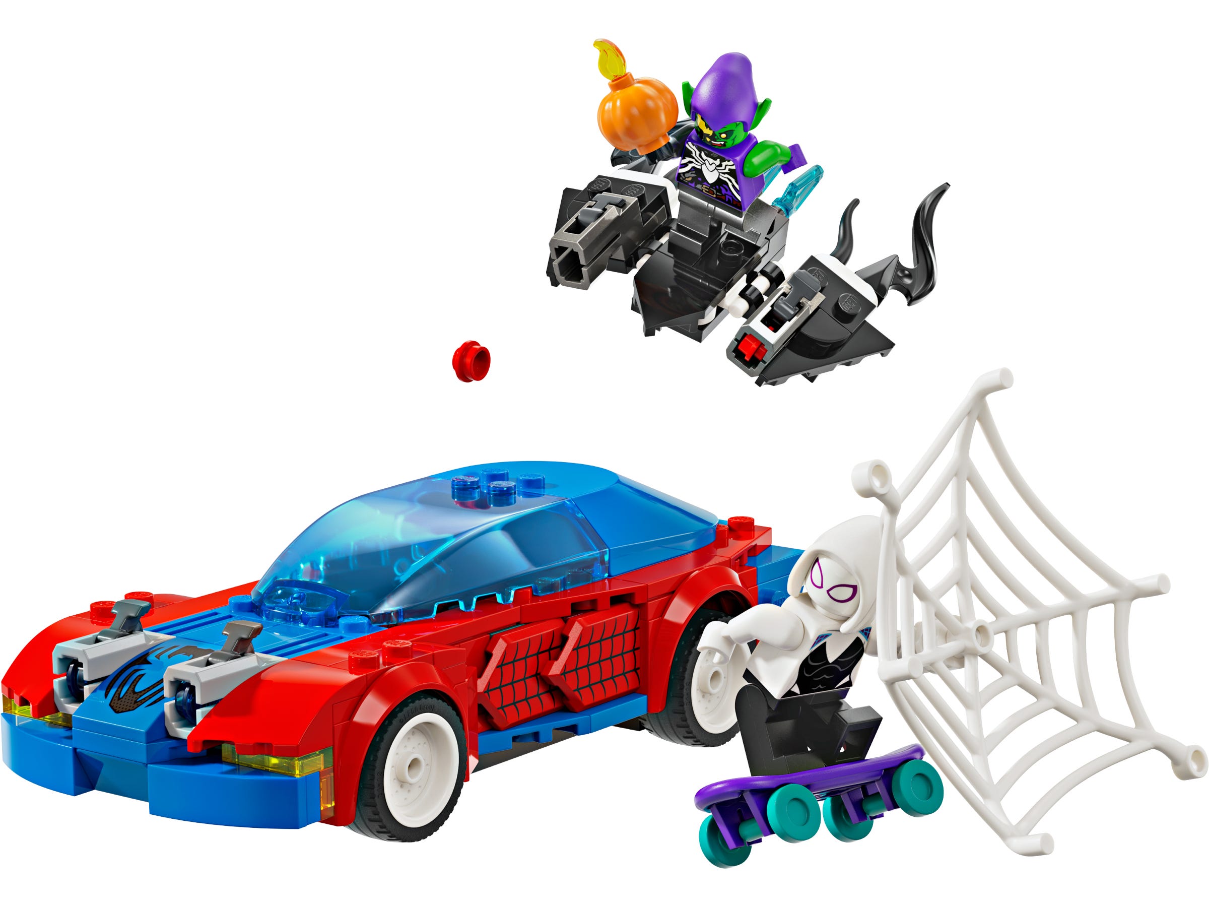 Spider-Man racewagen en Venom Green Goblin