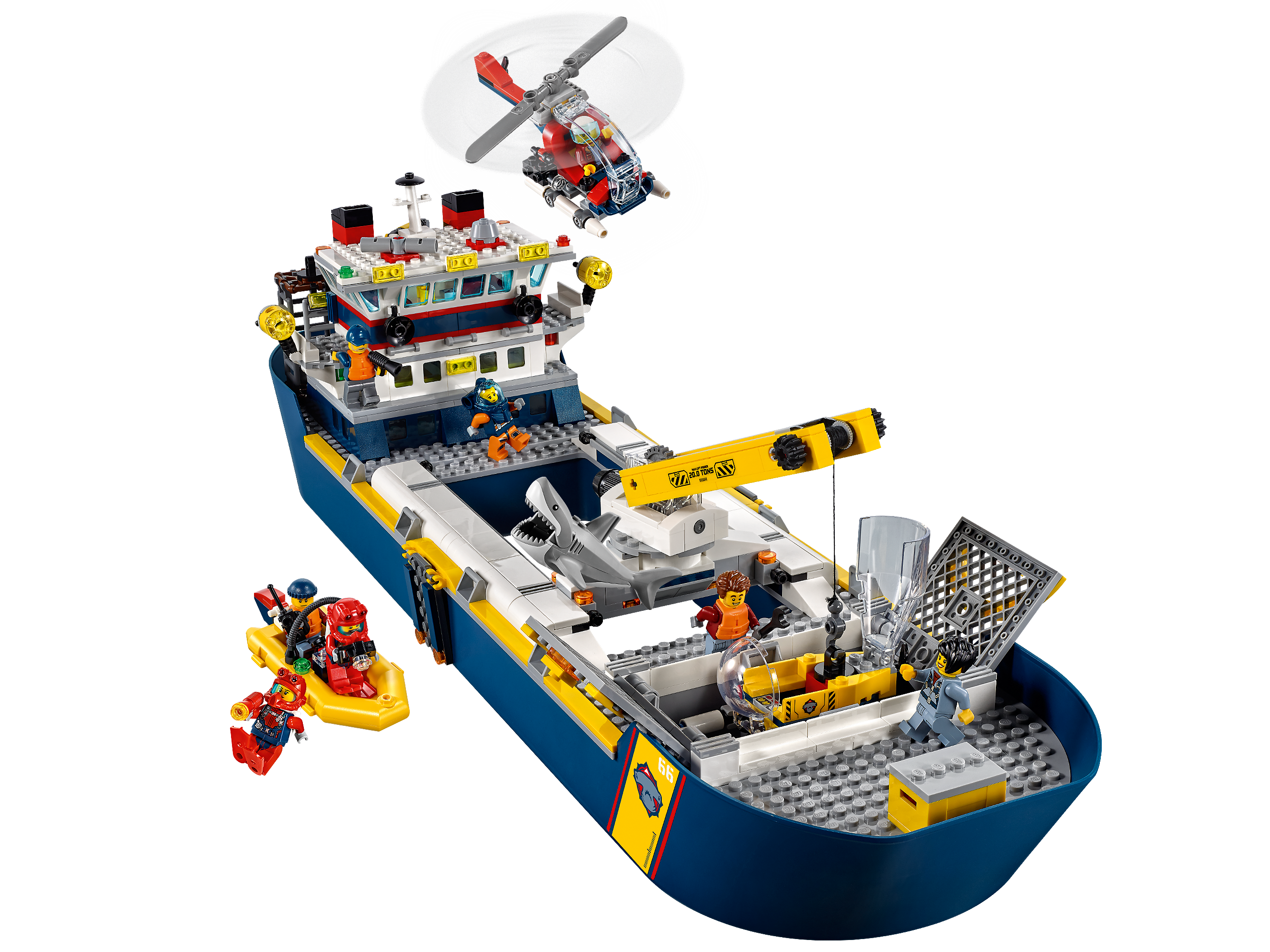 LEGO City Ocean Exploration Ship 60266, Toy Exploration Vessel, Mini  Helicopter, Submarine, Shipwreck with Treasure, Lifeboat, Stingray, Shark,  Plus 8