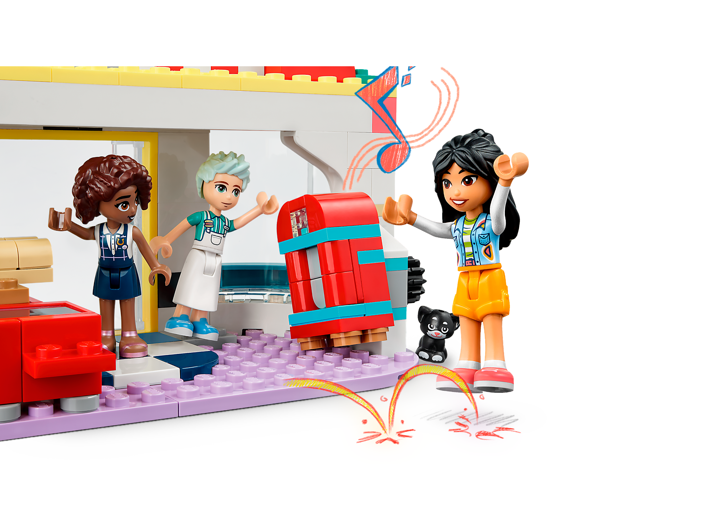LEGO 41728 Friends Le Snack du Centre-Ville, Jouet Enfants, Filles et  Garçons Dès 6 Ans, avec Mini-Poupées Liane, Aliya et Restaurant,  Personnages Série 2023 : : Jouets