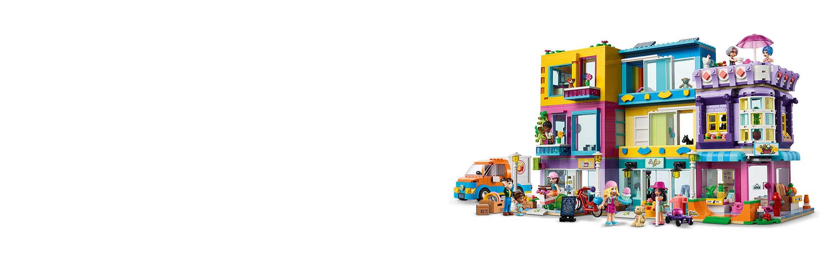  LEGO Friends Main Street Building, Heartlake City Café & Hair  Salon 41704, Mini Dolls House with Toy Shops, Modular Building Set, Pretend  Play Hair Salon Gift for 8 Plus Year Old