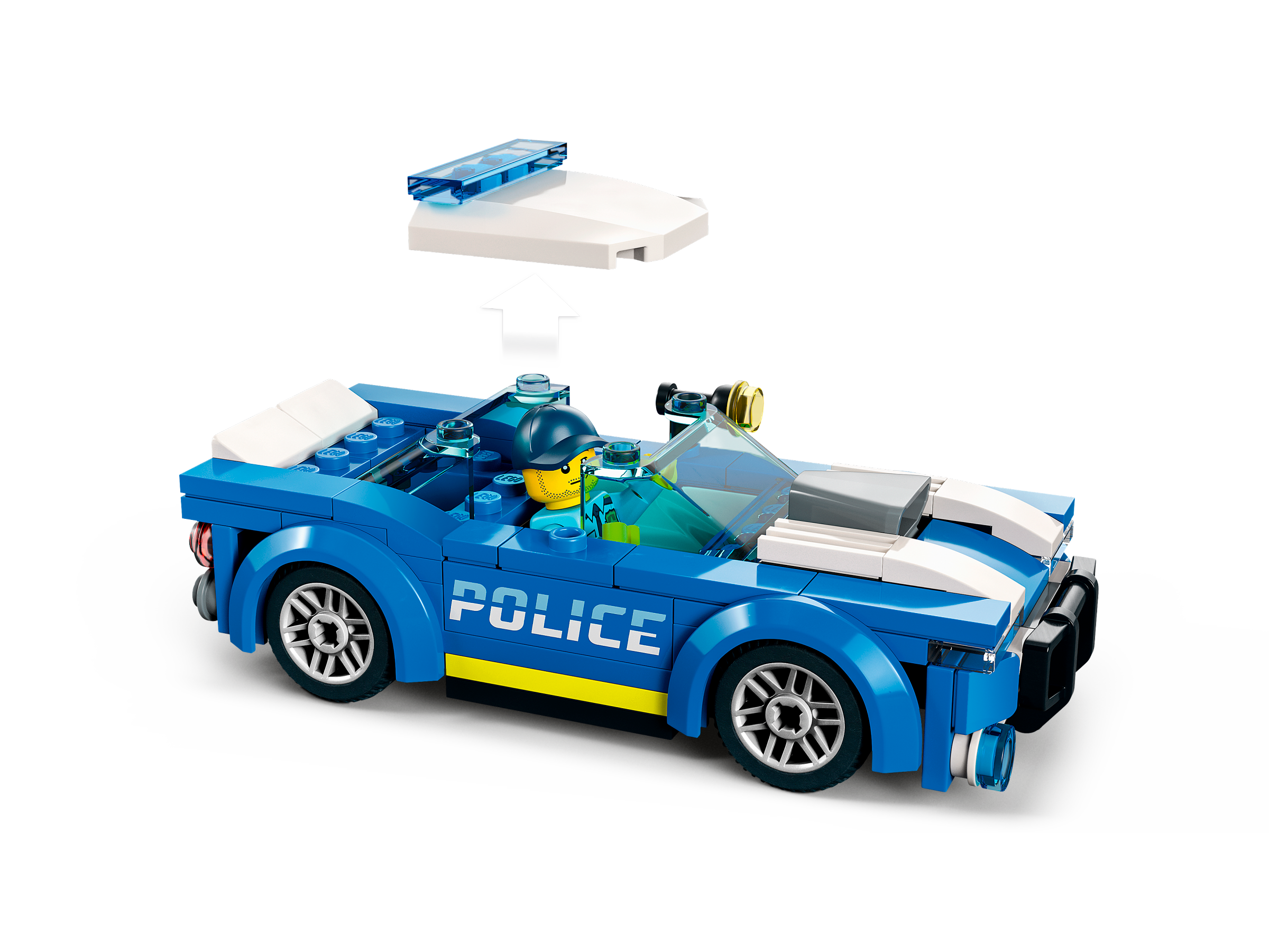 94 Pieces LEGO City Police Car 60312 Building Kit for Kids Aged 5 and Up; Includes a Police Officer Minifigure with a Toy Flashlight and a Police Cap 