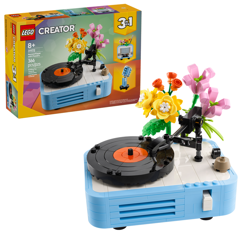 Record Player with Flowers