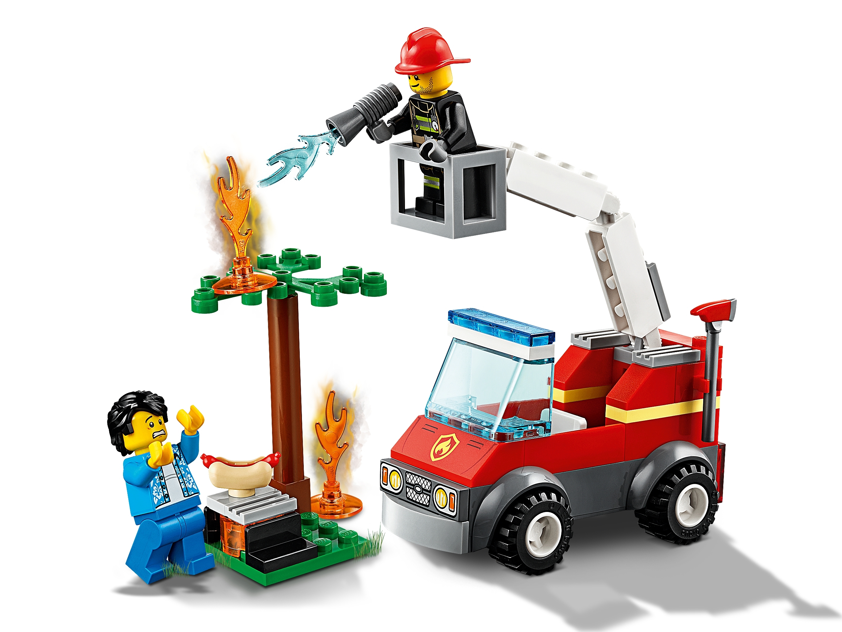60212 LEGO City Barbecue Burn Out w/ Fire Engine Truck & 2 Minifigures New Boxed