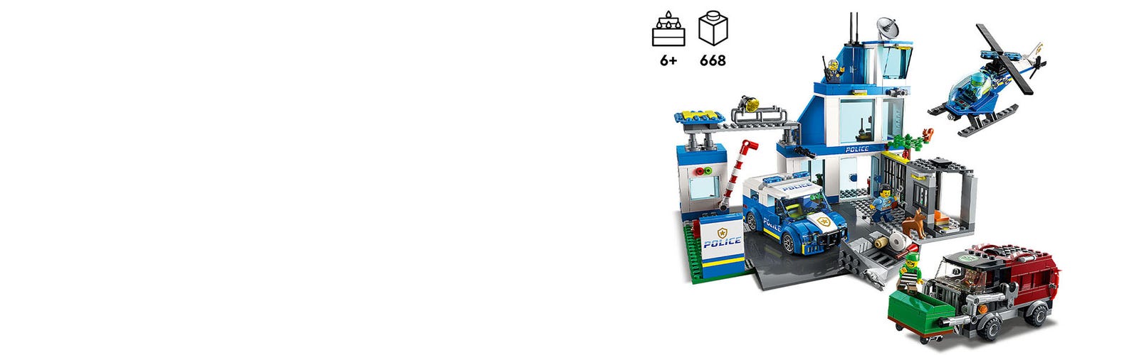 LEGO City 60316 Le Commissariat de Police, Jouet Hélicoptere, Voiture de  Police, Chien Figurine, Camion Poubelle Jouet - ADMI