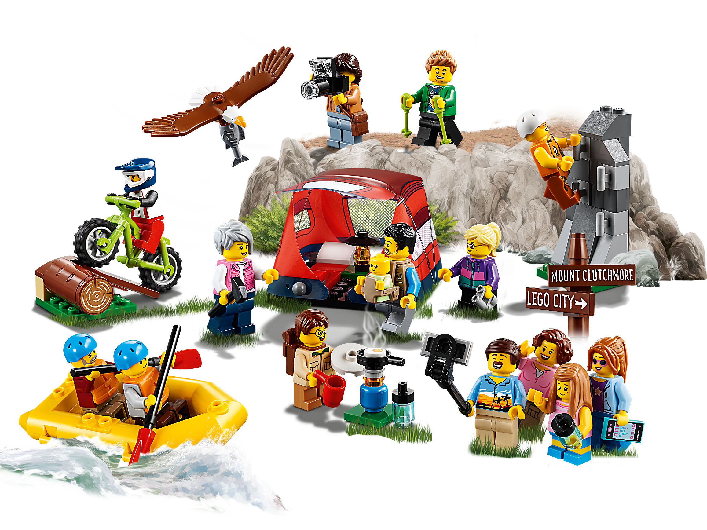 Lego City Outdoor Adventure Minifigure Hiker with Two Walking Sticks 60202 