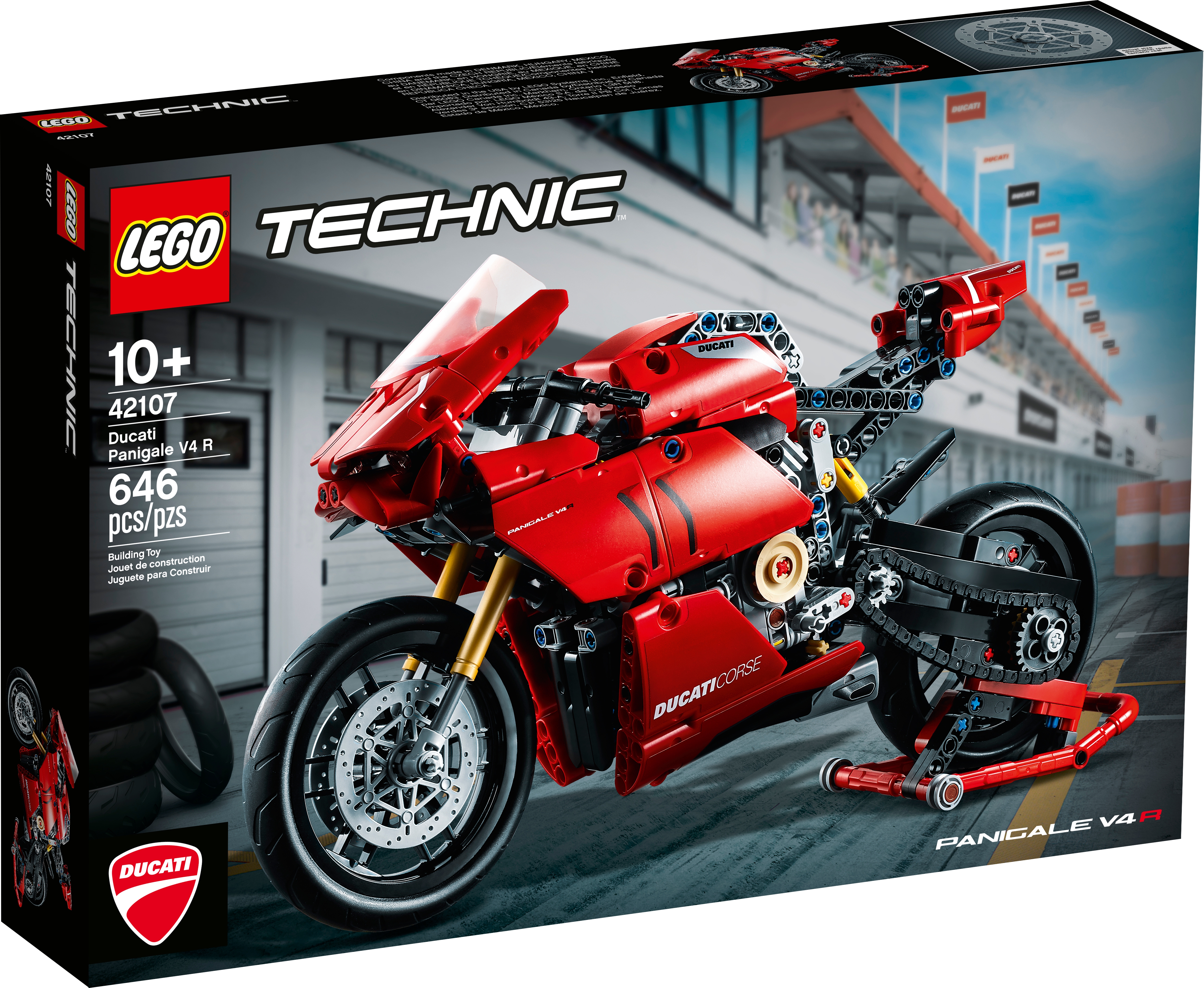 Vitrina A Prueba De Polvo Caja de Exhibición wangxike Vitrina de Acrílico Compatible con Lego 42107 Ducati Panigale V4 R Motocicleta Juego de Modelo No Incluido 