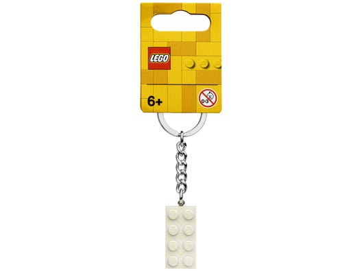LEGO 854084 - Nøglering med 2x4-klods i hvidt metallook