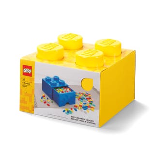 Žltá úložná kocka so zásuvkou a 4 výstupkami