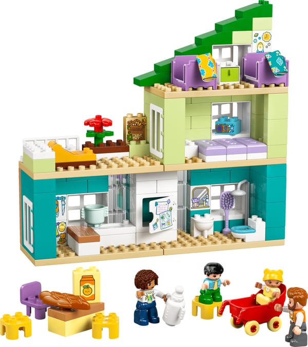 3-i-1 Moderne familiehus med figurer