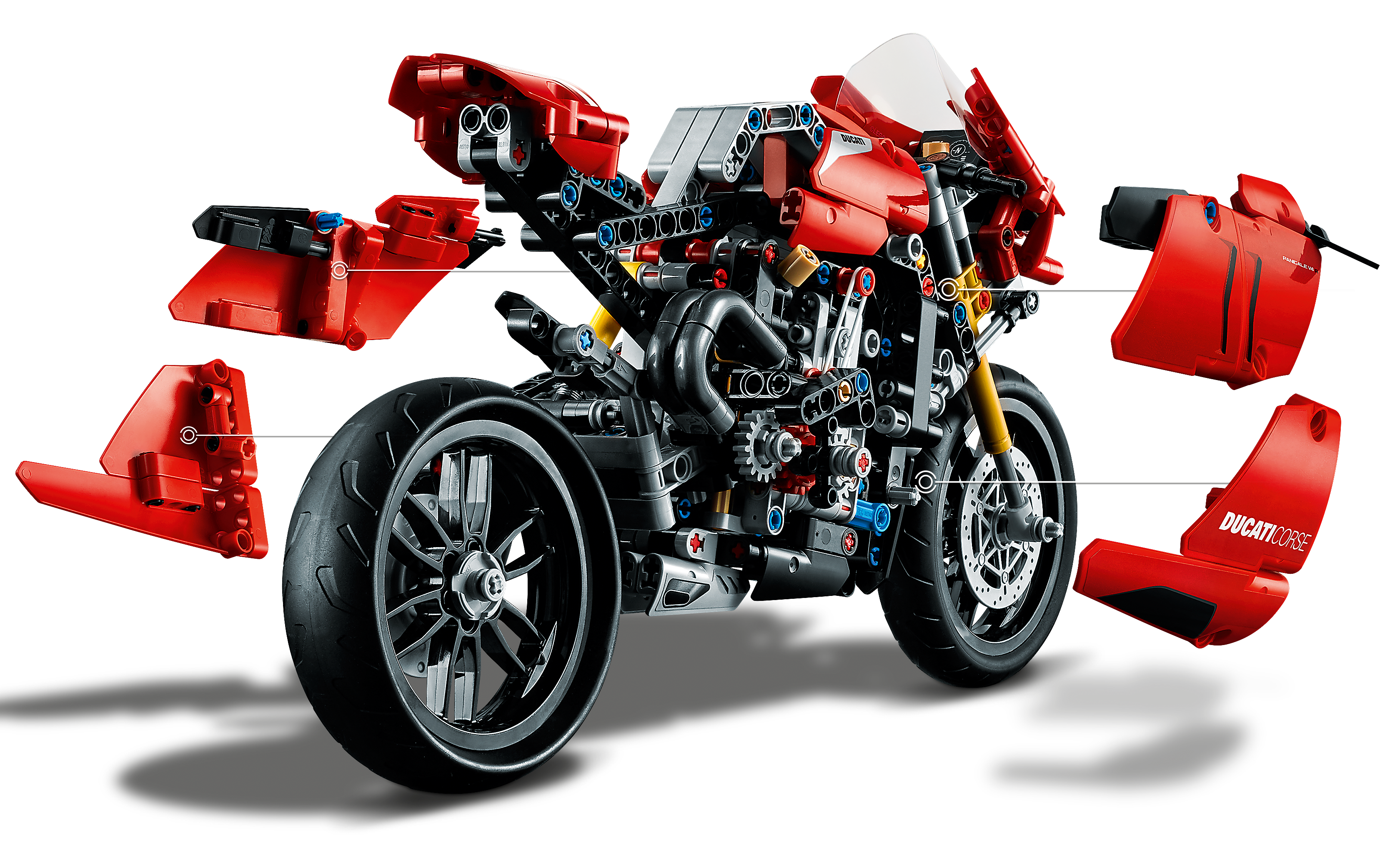 Modèle Réduit à Construire de Moto pour Adultes Kit de Construction 2 en 1 Idée Cadeau LEGO 42107 Technic Ducati Panigale V4 R 