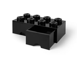 Brique noire de rangement LEGO® à tiroir et à 8 tenons