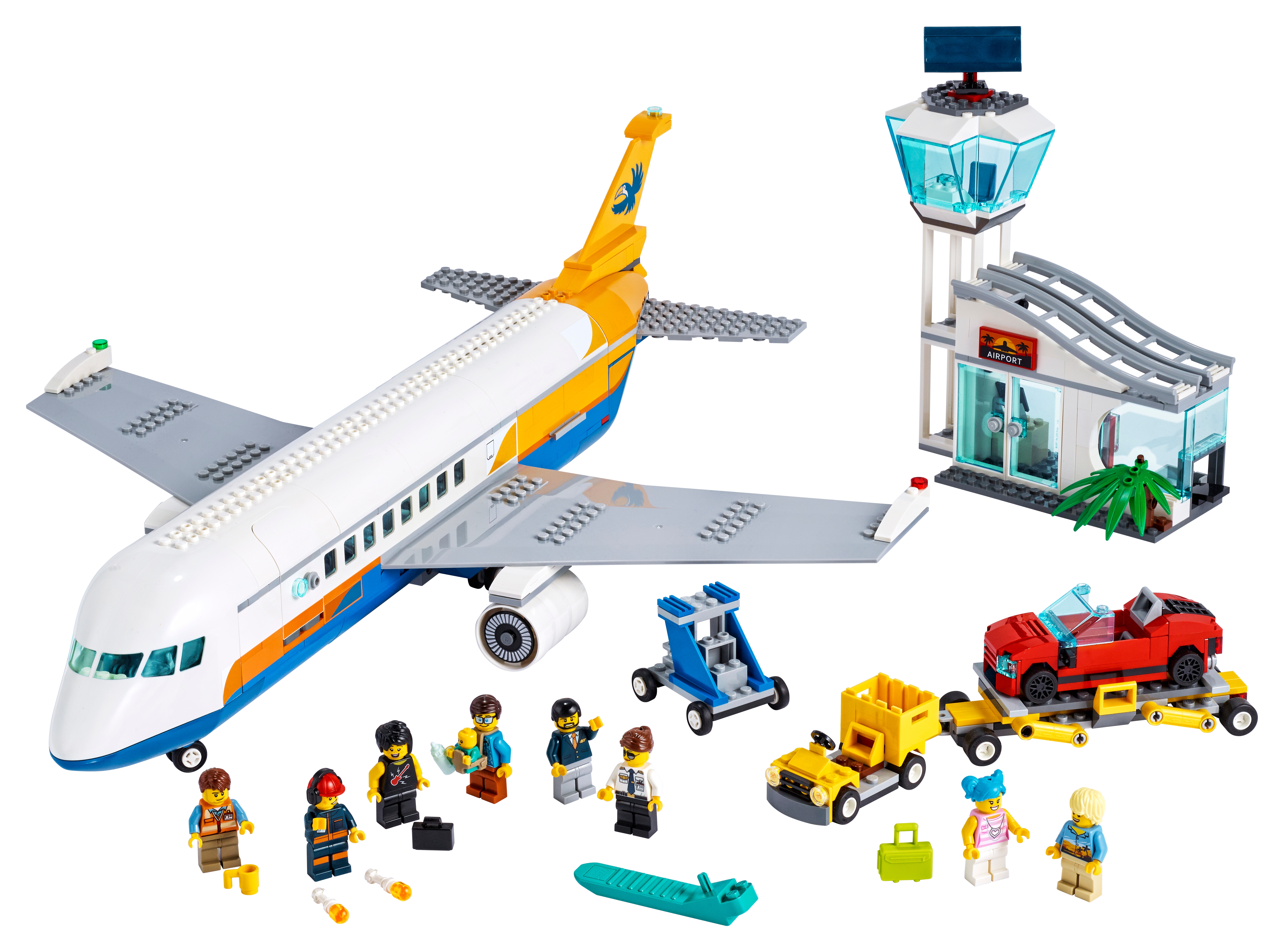 Lego Duplo MIDSIZE YELLOW AIRPLANE for AIRPORT Complete with Wheels Passenger