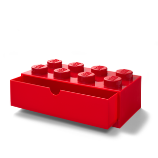 Pudełko z szufladą w kształcie czerwonego klocka z 8 wypustkami