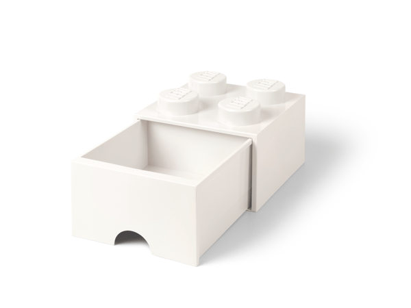 4-Stud Brick Drawer – White - Image 1