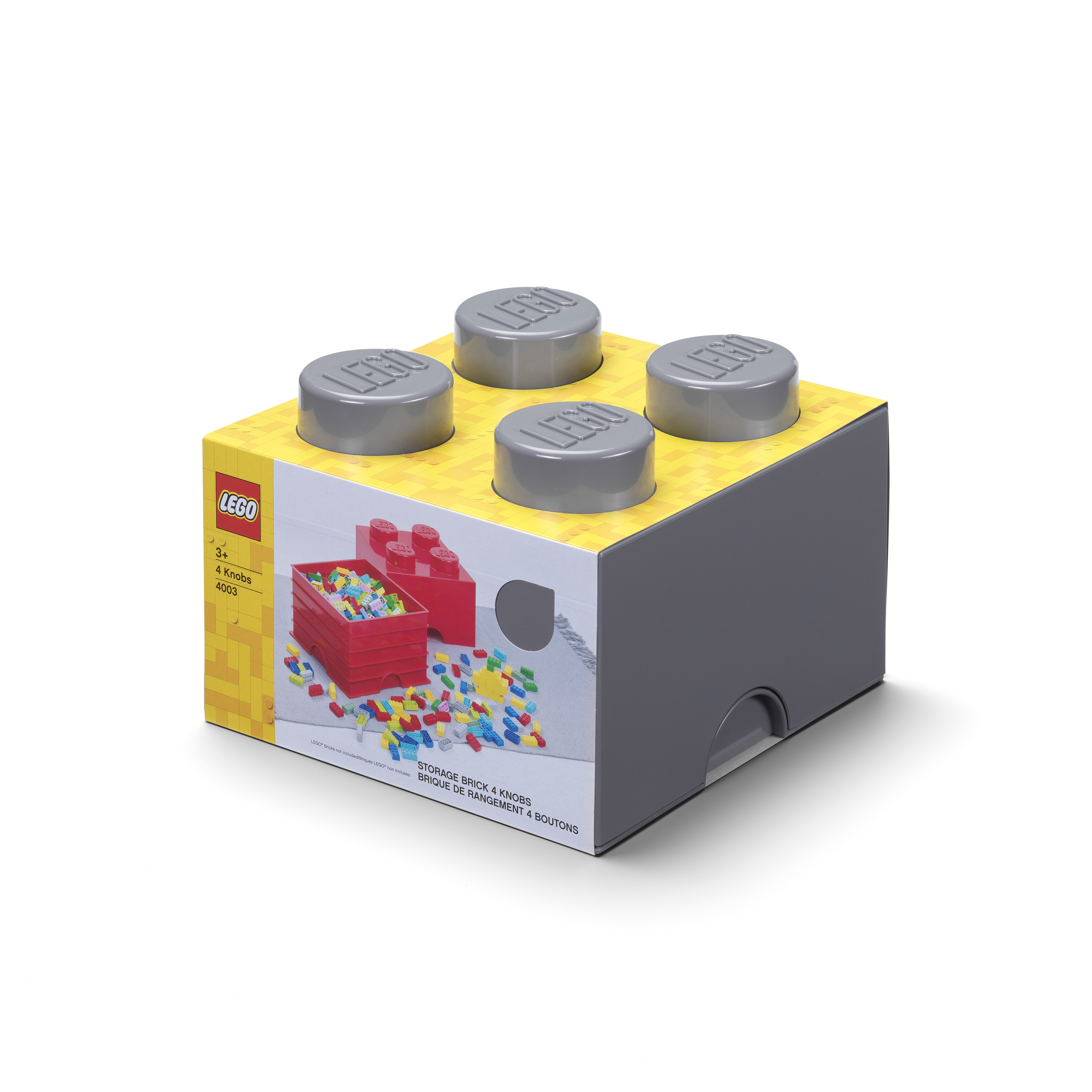 Lego Collection En Bois Boîte De Rangement 4 Tenons - Beige