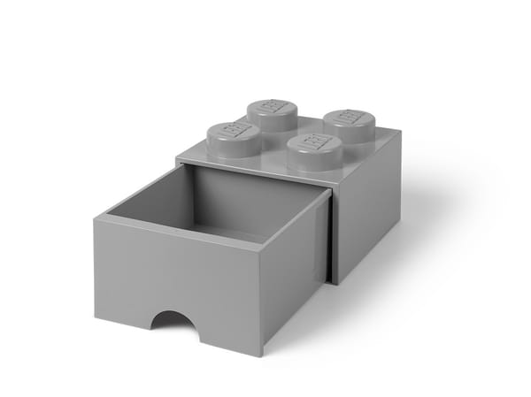 LEGO® 4-Stud Medium Stone Gray Storage Brick Drawer - Image 1