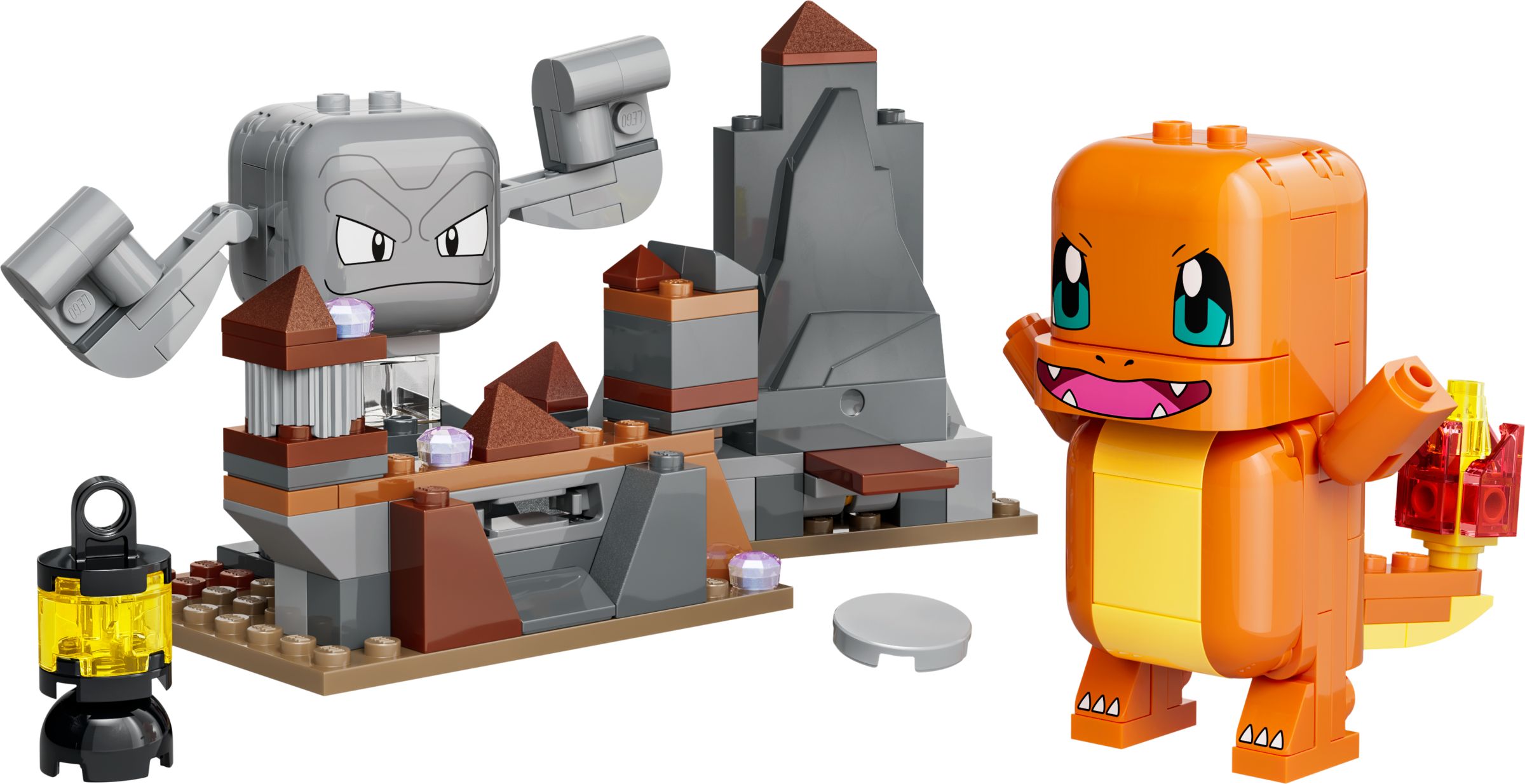LEGO Pokémon 72157 Set de construction compatible SMART Play™ Salamèche et Racaillou Combat dans la grotte Dès - vue 2
