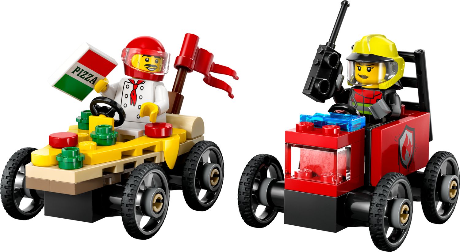 Pizza vs. Fire Truck Race Car Pack