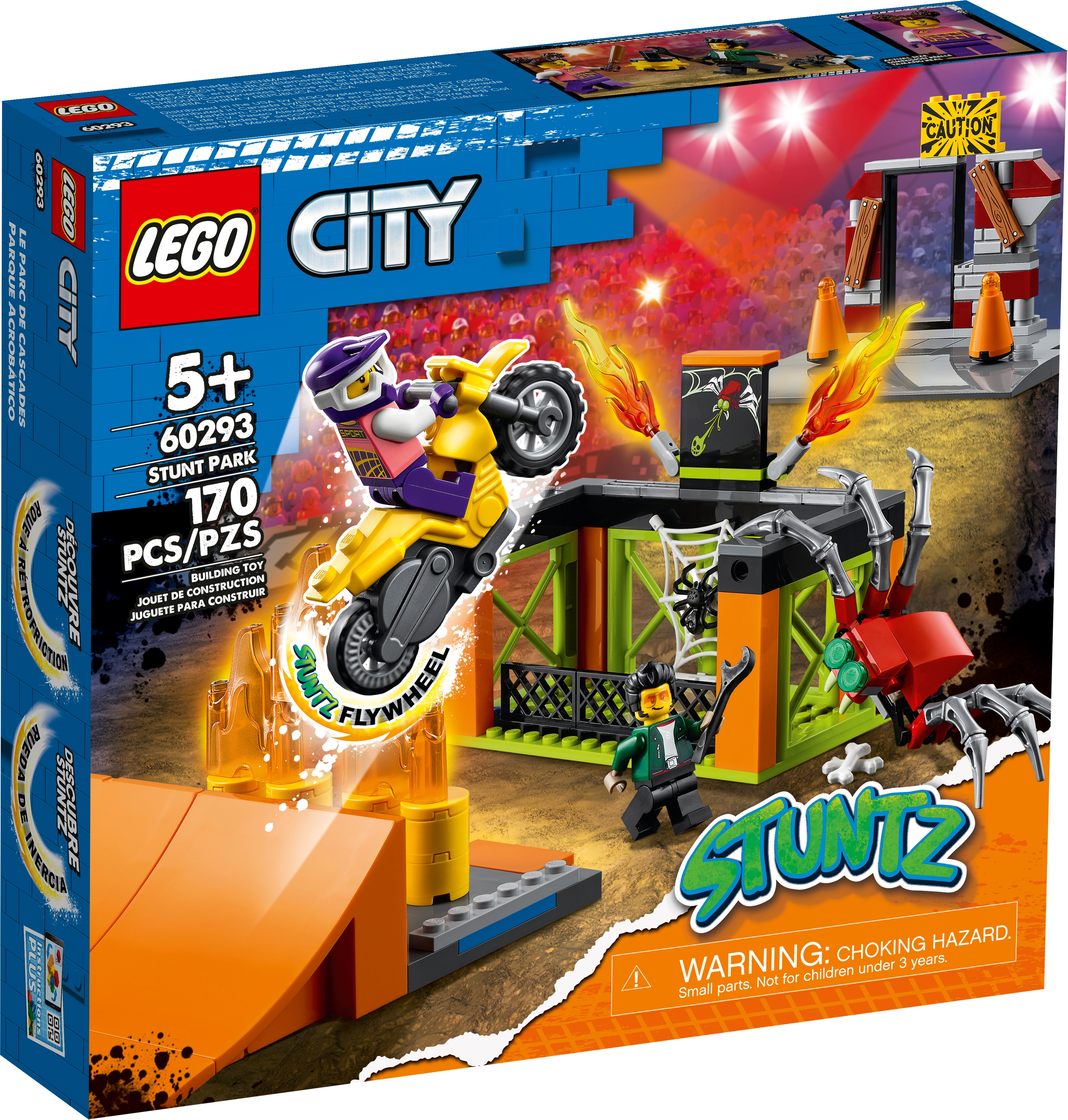 Rampas y Jaula para Arañas LEGO 60293 City Stuntz Parque Acrobático 5 años Set de Construcción con Moto Juguete para Niños 