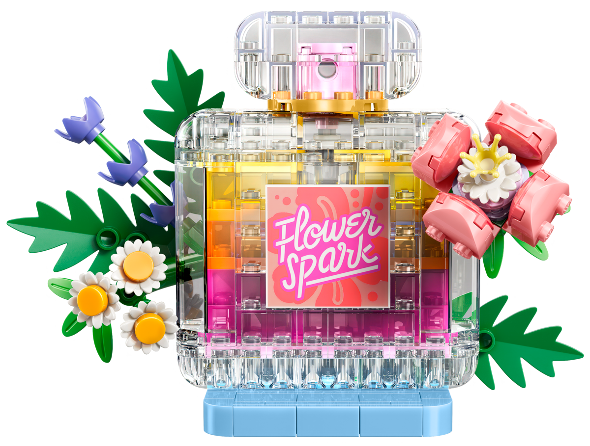 Flacon de parfum au décor floral — Vue principale