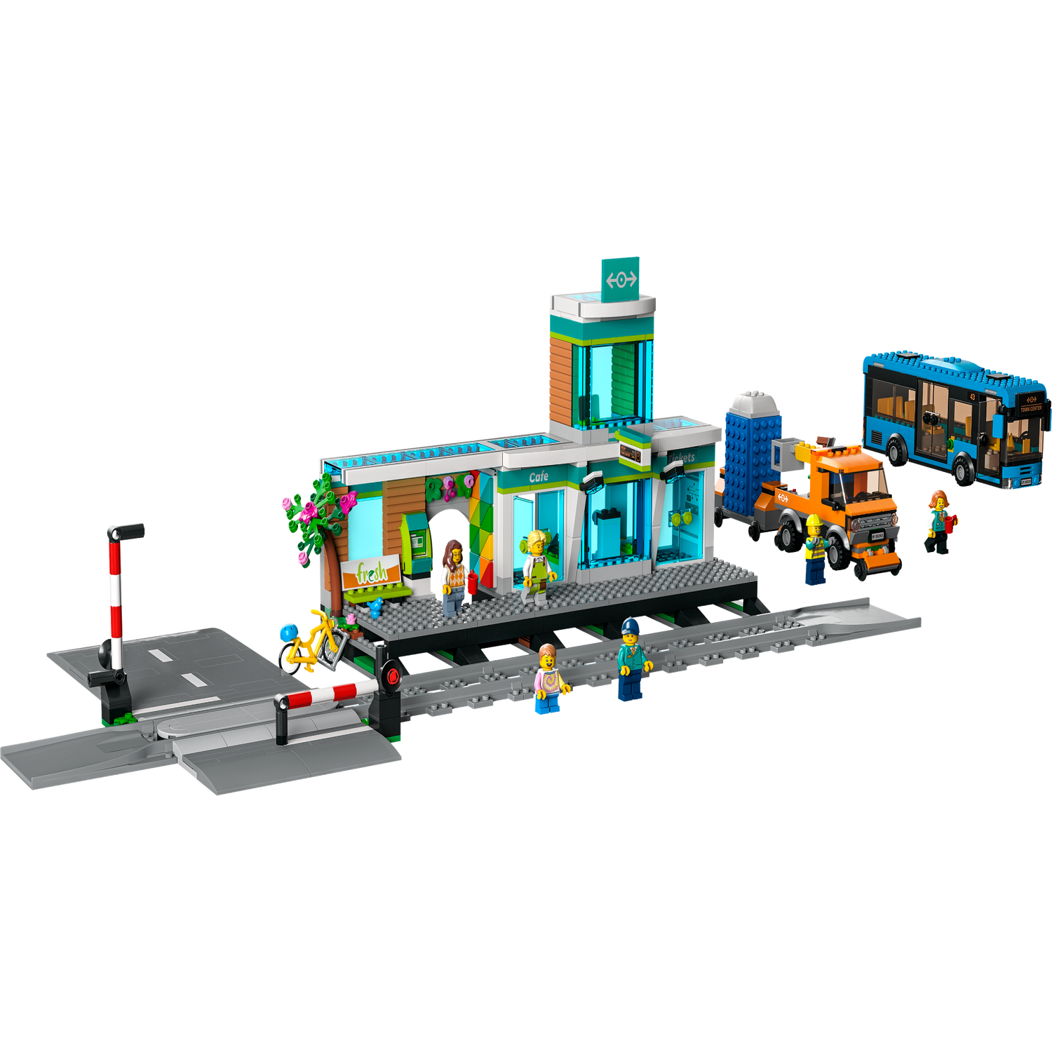 LEGO City Train Station Set 60335 with Bus, Rail Truck, and Tracks