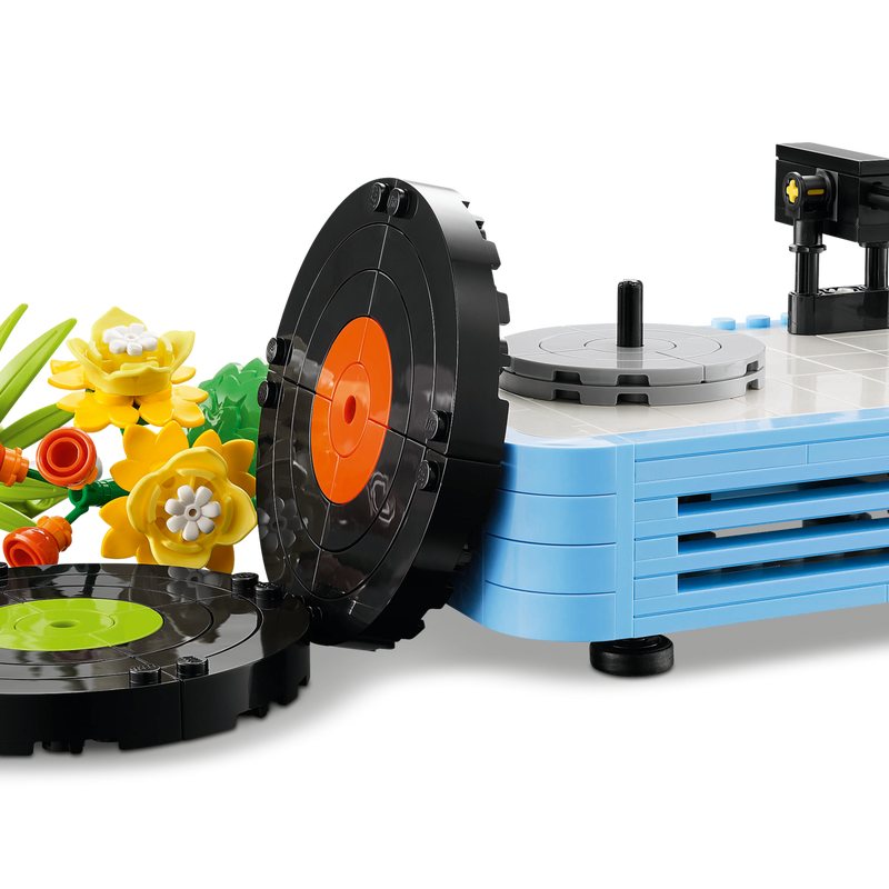 Record Player with Flowers