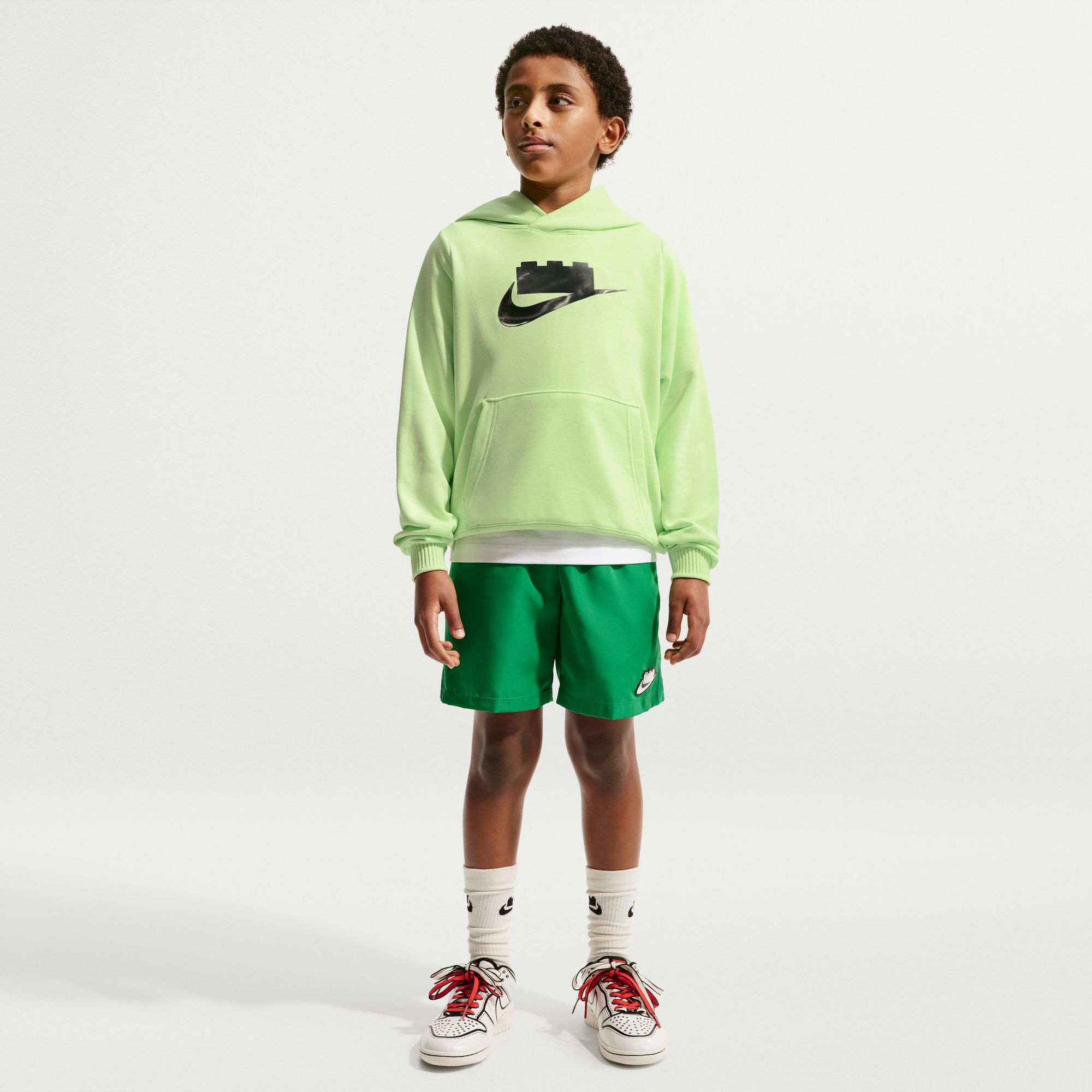 Nike x LEGO® Collection Big Kids' Hoodie – Lime Green