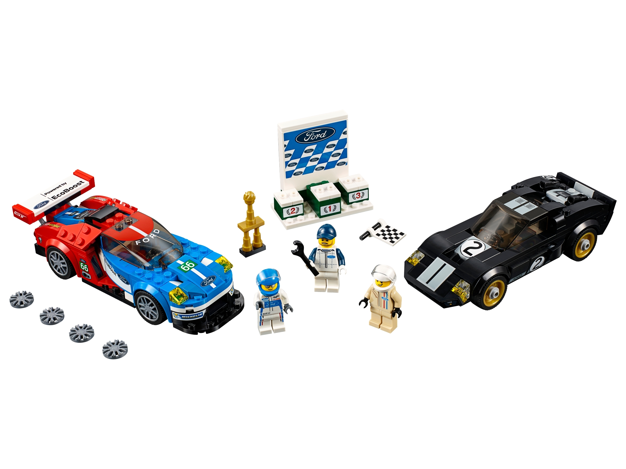 Lego Speed Champions 75881 2016 FORD GT & 1966 FORD GT40 podium authentic suit 