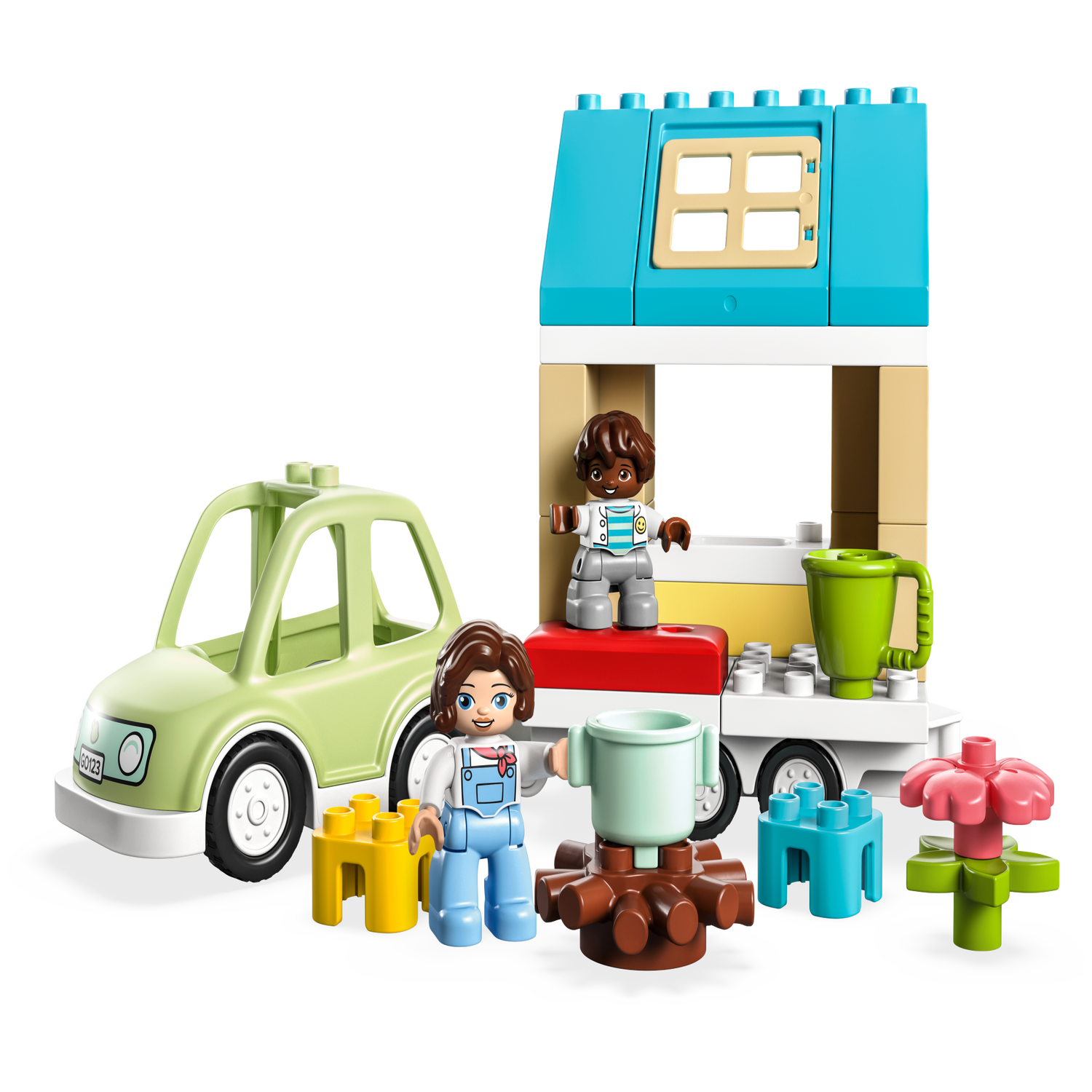 LEGO 10986 Duplo Casa Familiar con Ruedas y Coche de Juguete, Juego de  Aprendizaje para Mejorar Motricidad Fina, + de 2 Años