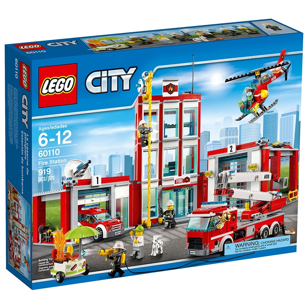 LEGO CITY Fire Station 60110 4 male one female firefighters hot dog stand guy
