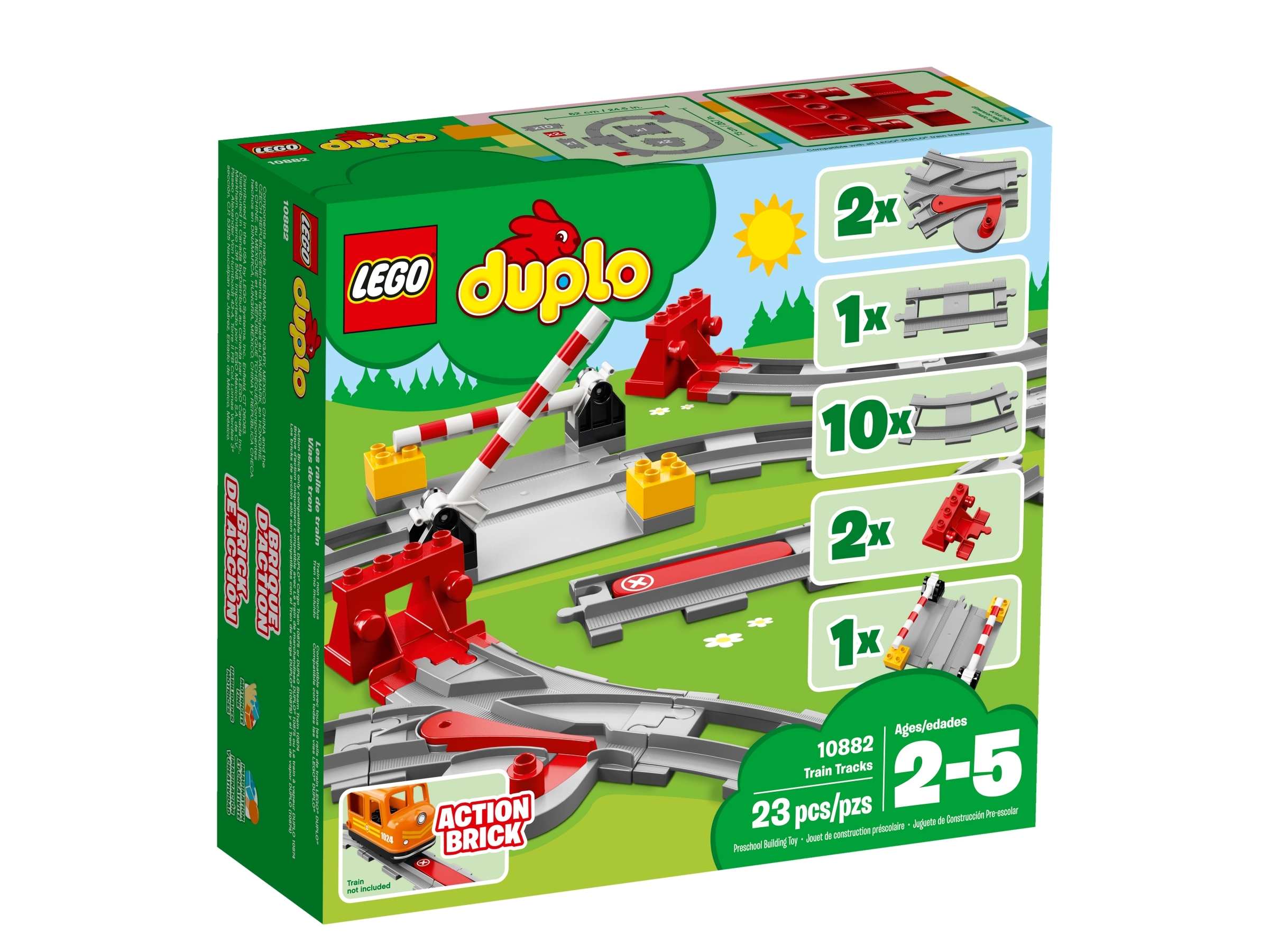 23 Pieces LEGO DUPLO Train Tracks 10882 Building Blocks 