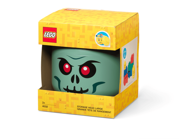 LEGO 5007889 Grande boîte de rangement Tête de squelette – Vert — visuel 2 sur 3