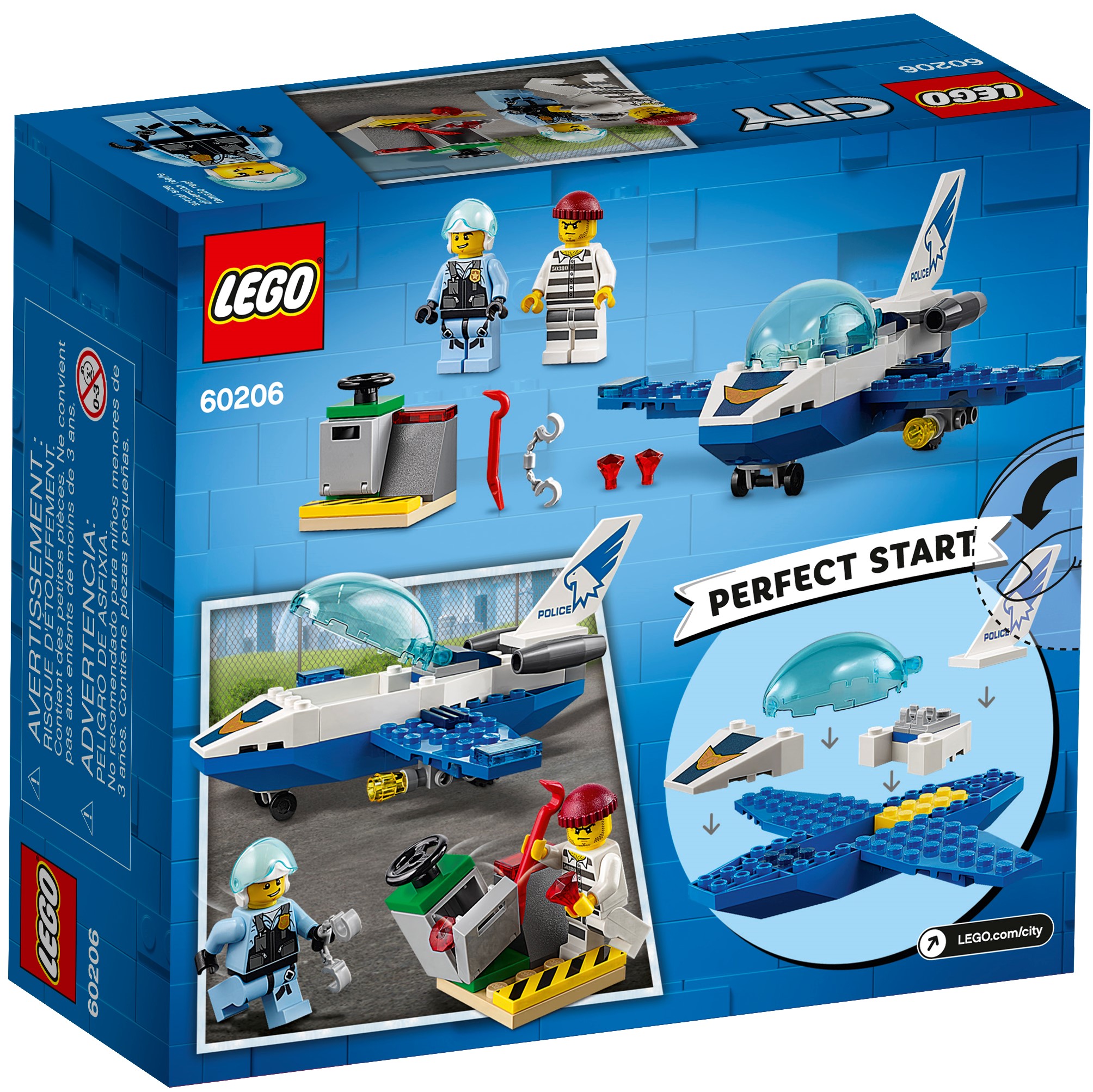 LEGO 60206 City Sky Police Jet Patrol Creative Role Play Kids Building Toy Set 